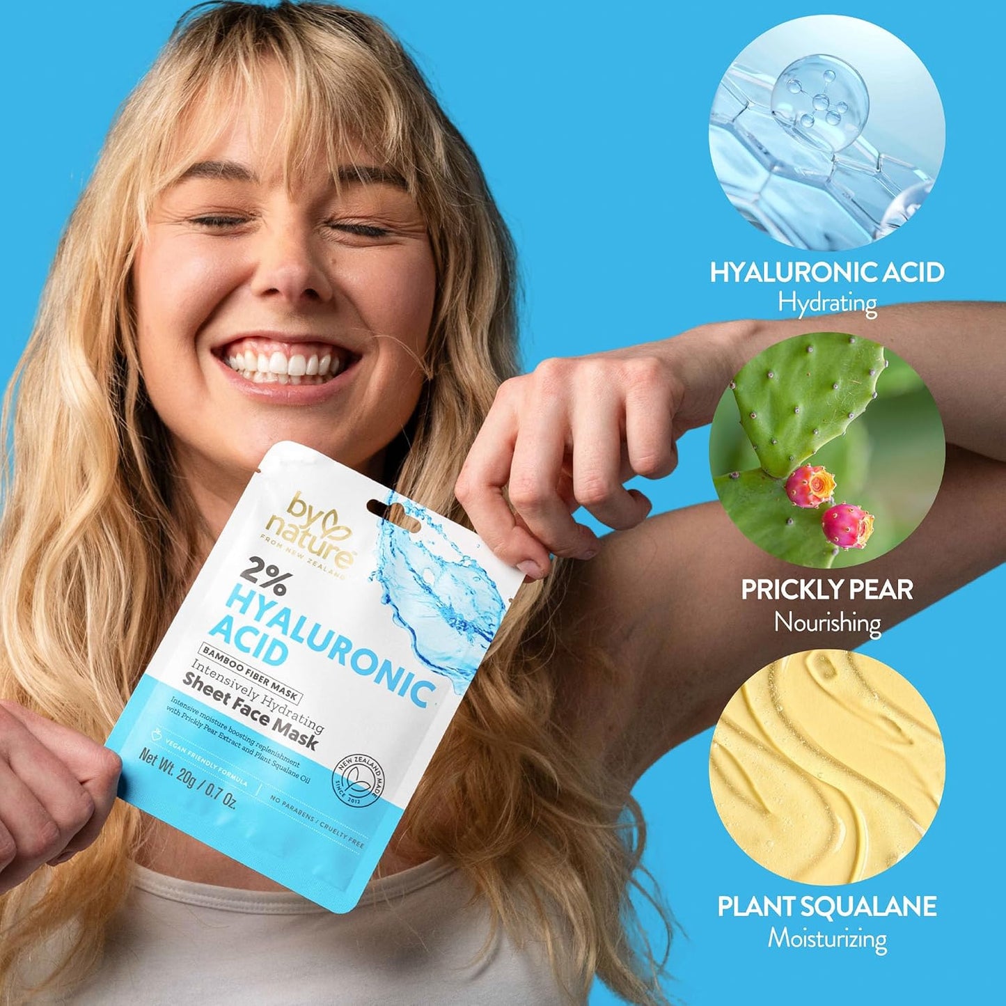By Nature 2% Hyaluronic Acid Sheet Face Mask for Dry Skin