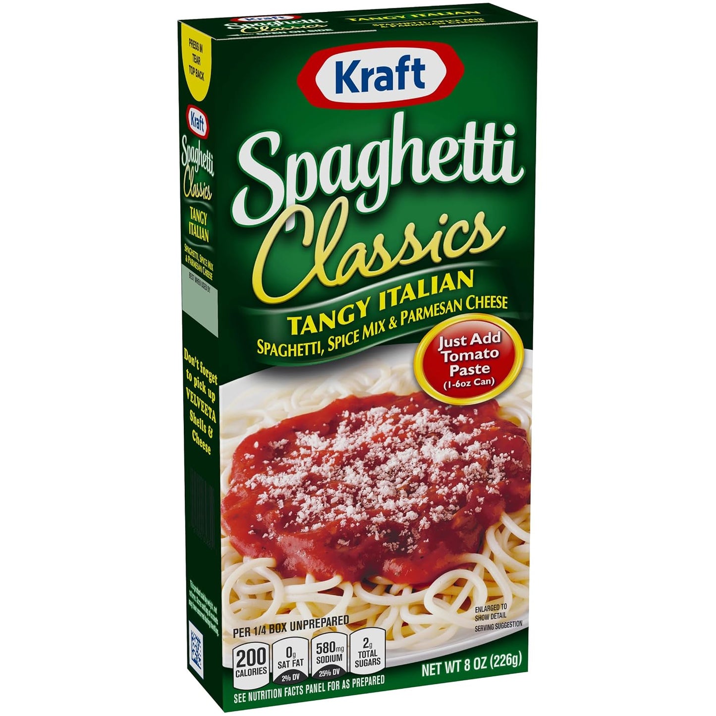 Kraft Spaghetti Classics Tangy Italian Meal Mix, Spaghetti, Spices, Parmesan Cheese, 8 oz Box
