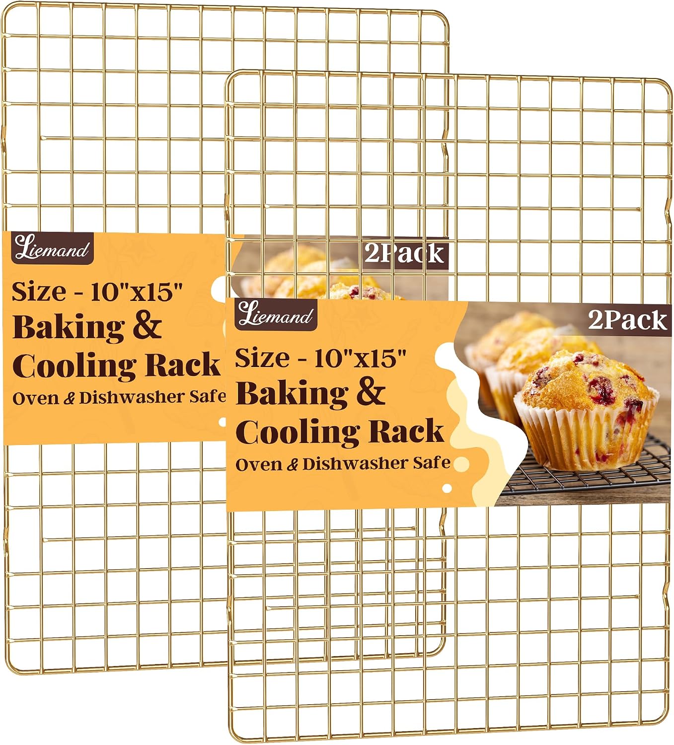 Cooling Racks for Cooking and Baking - 2 PCS 10" x 15" Grid Wire Baking Rack for Oven Cooking, Baking, Grilling, Roasting - Dishwasher Safe Bacon Rack - Fits Jelly Roll Cookie Sheet Pan
