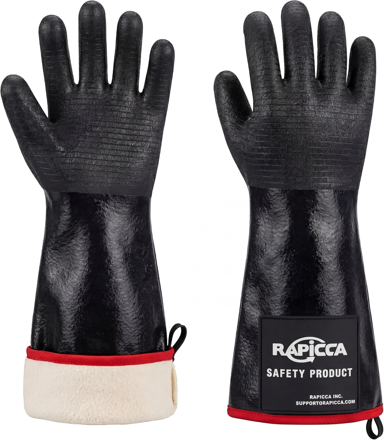 RAPICCA BBQ Grill Gloves, 932°F Heat Resistant Neoprene, 14 in XL | Oil Resistant & Waterproof, For Pitmaster - Smoking, Grilling, Cooking, Deep Frying Turkey, Handling Hot Greasy Meat