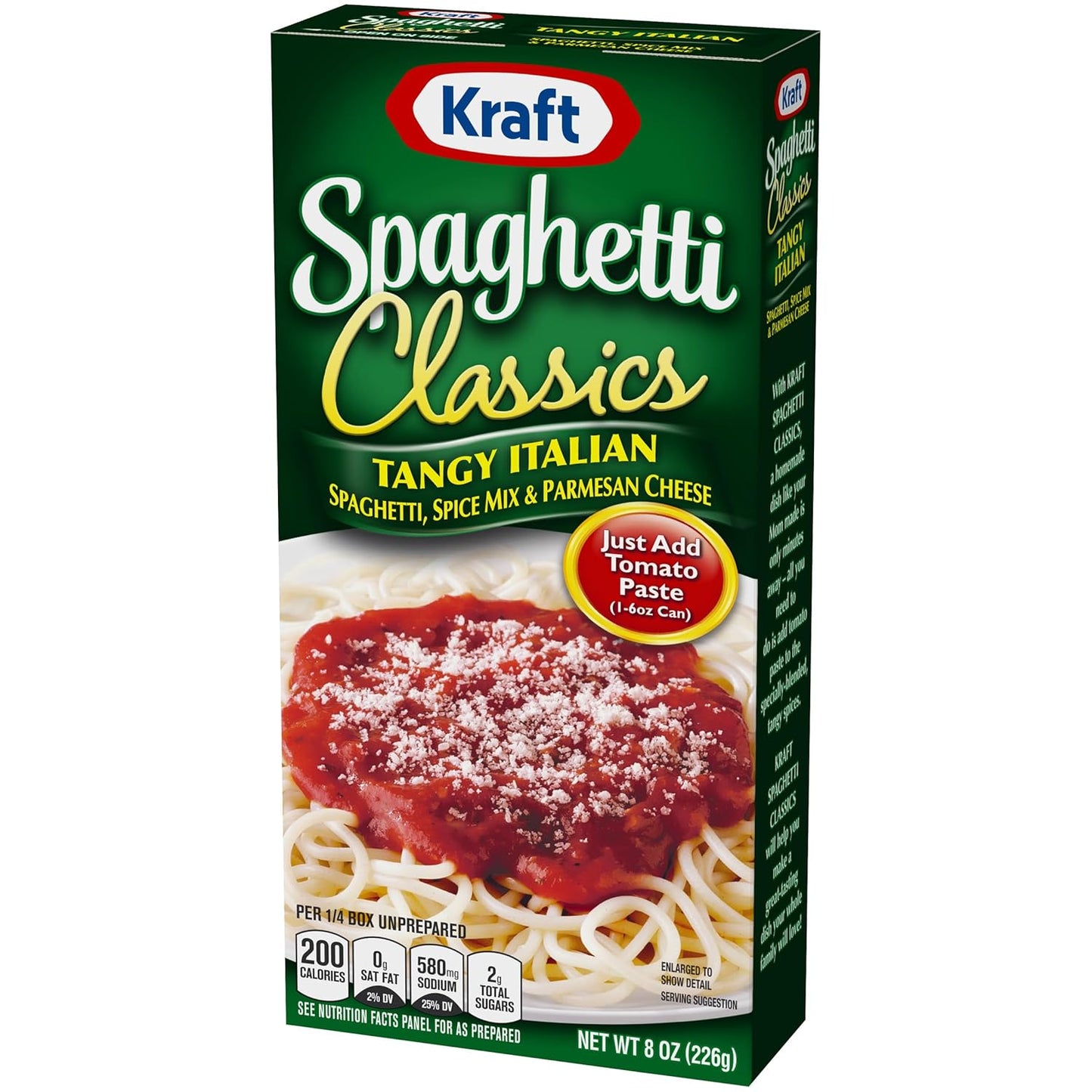 Kraft Spaghetti Classics Tangy Italian Meal Mix, Spaghetti, Spices, Parmesan Cheese, 8 oz Box