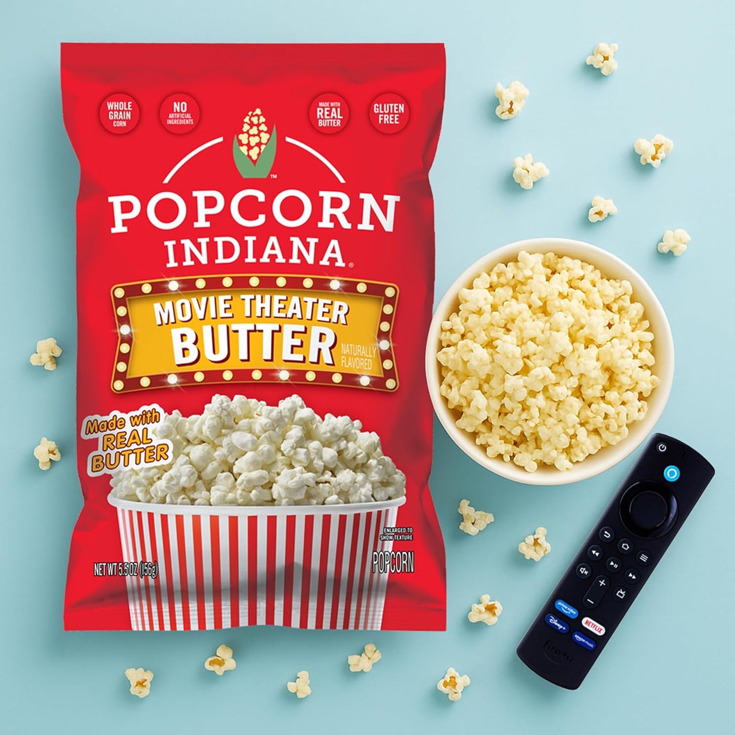 Popcorn Indiana Movie Theater Butter Popcorn 3 oz Bags 6 Pack Pre Popped Gluten Free Made with Real Butter