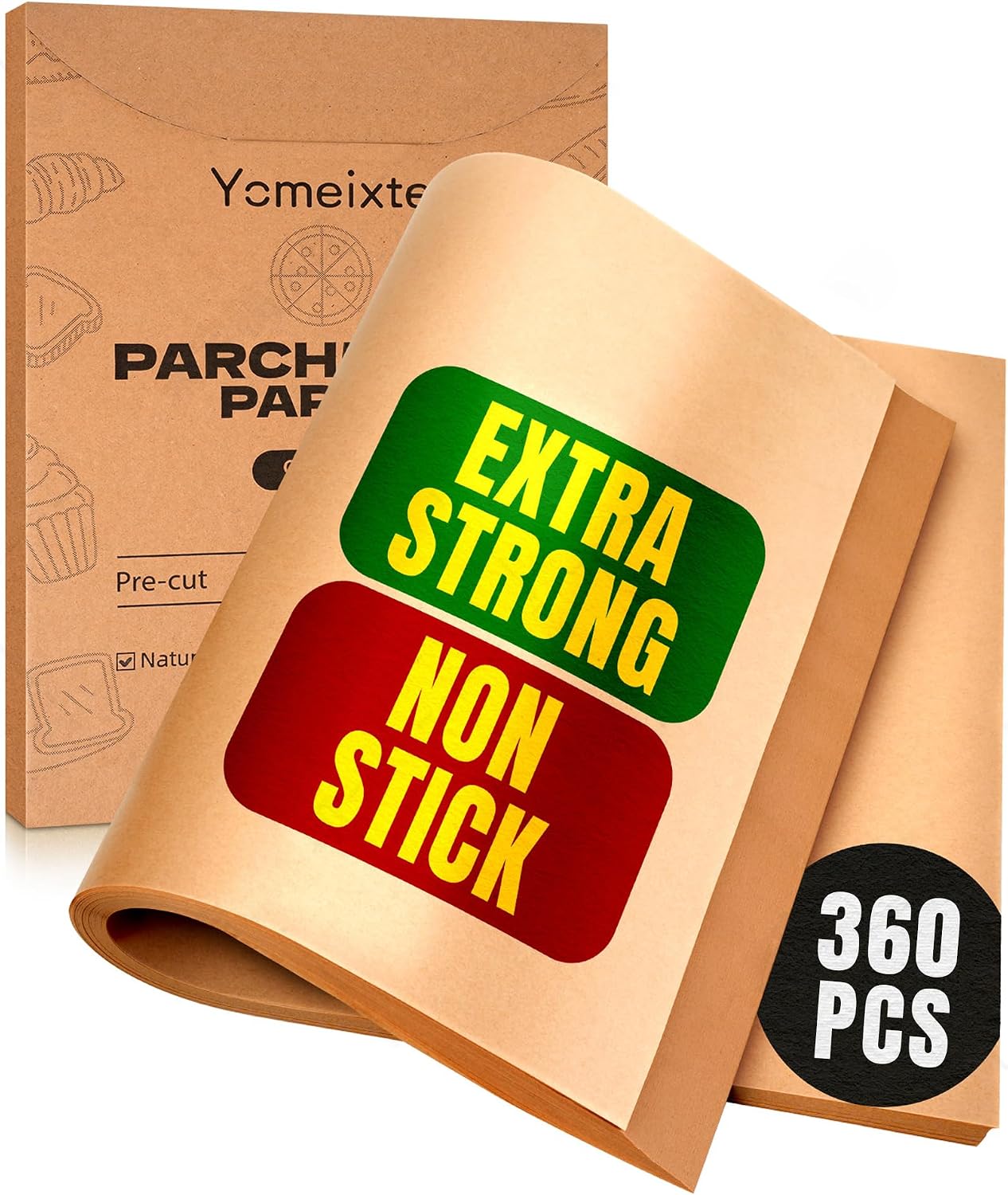 140 Parchment Paper Sheets 9x13 Inch | Precut Unbleached Baking Paper Sheets for Oven, Air Fryer, Cookies, Bread, Pizza | Non-Stick, Greaseproof Liners | Natural Brown Parchment for Baking