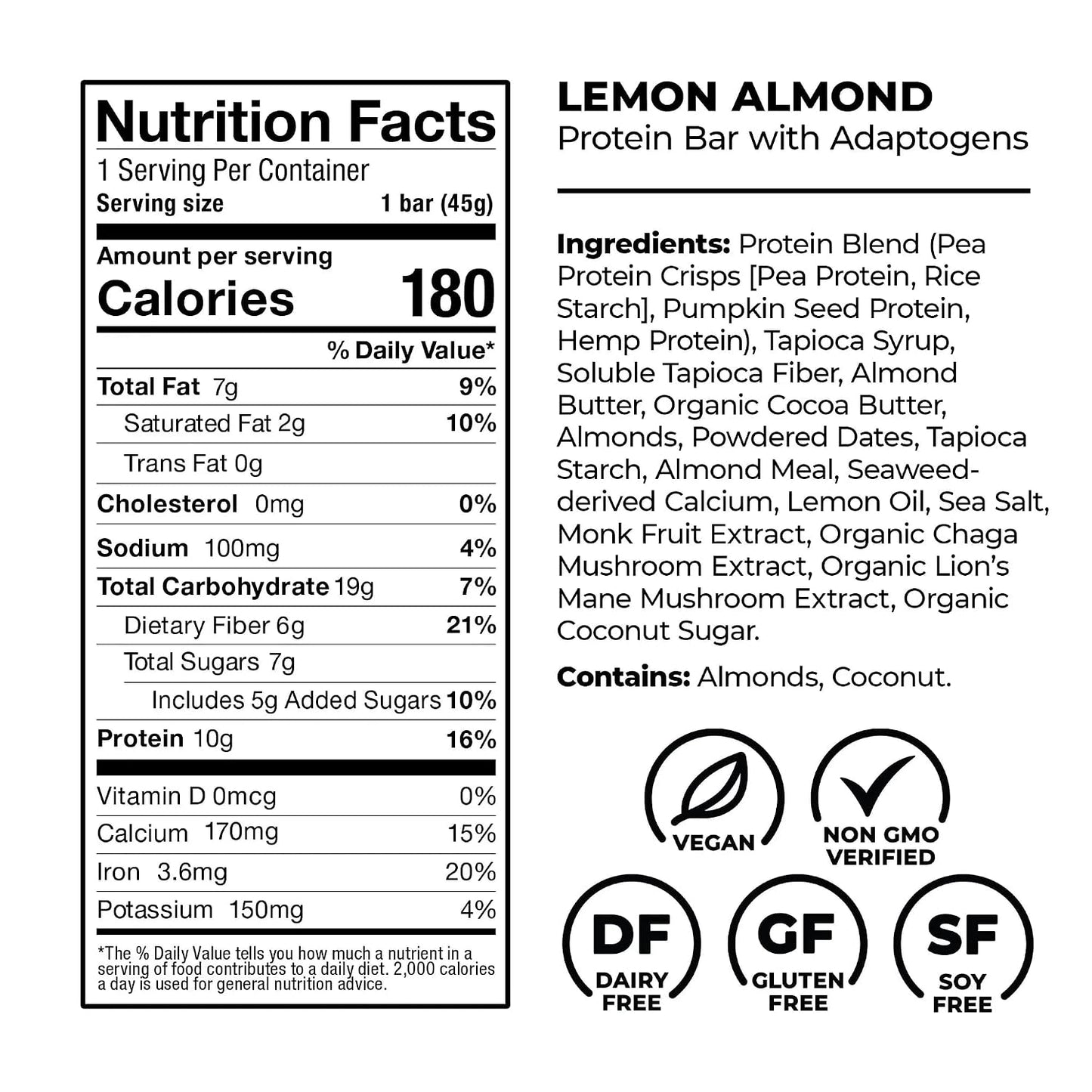 Laird Superfood Functional Protein Bars, 10g Plant-Based Protein, 6g Fiber, 5 Flavor Variety Pack, 10 Count