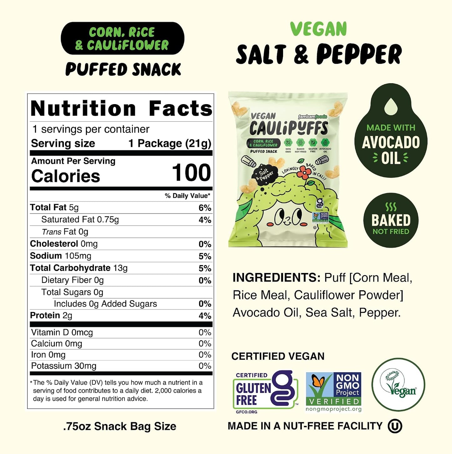 Gluten Free Cauliflower Puffed Snack Variety Pack