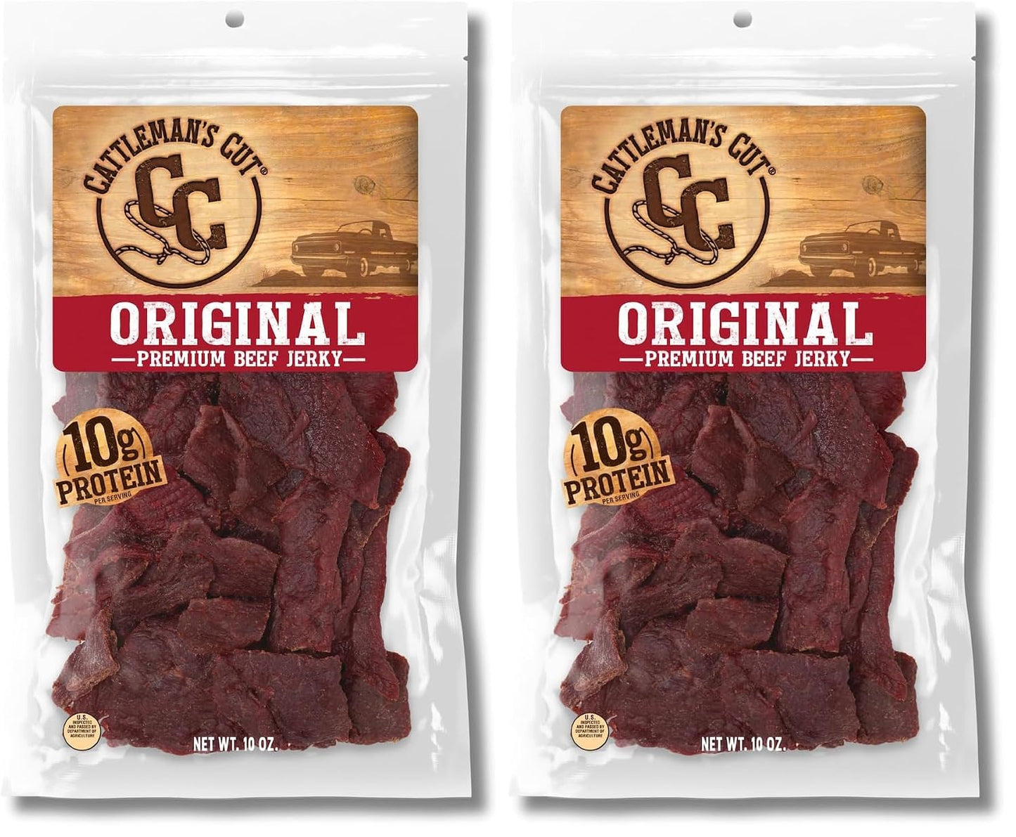 Cattleman's Cut Peppered Beef Jerky, Premium Marinated Steak Snacks, 10 Ounces