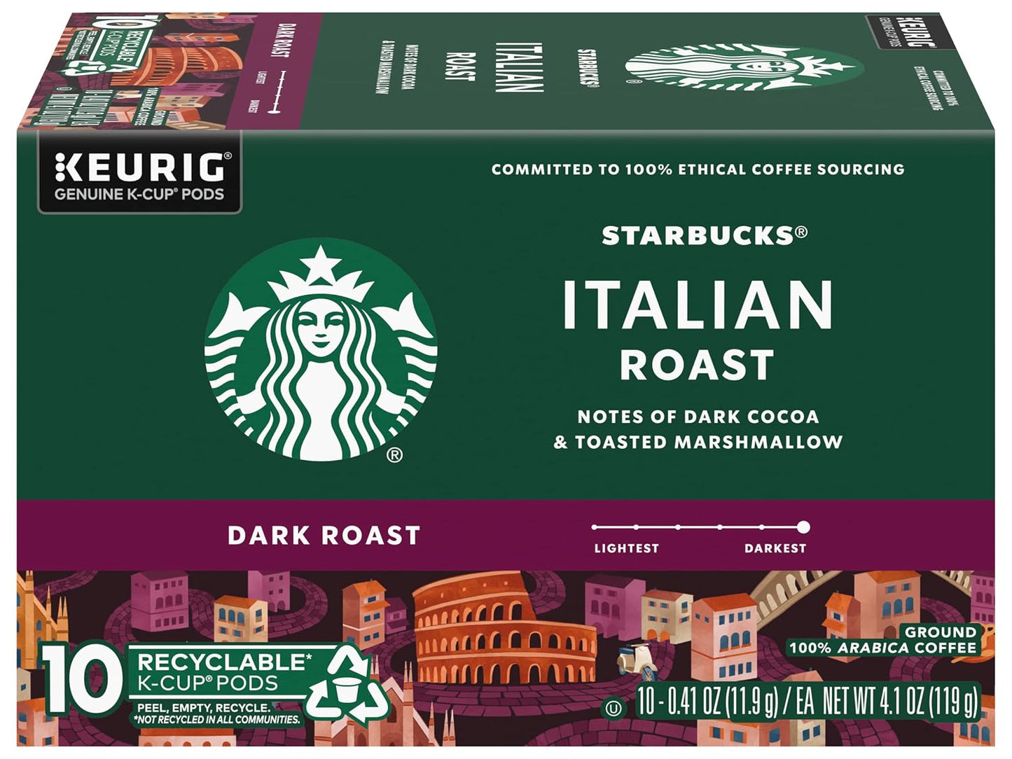 Starbucks Italian Roast Coffee K-Cup Pods, Dark Roast, 100% Arabica, 20 K-Cups