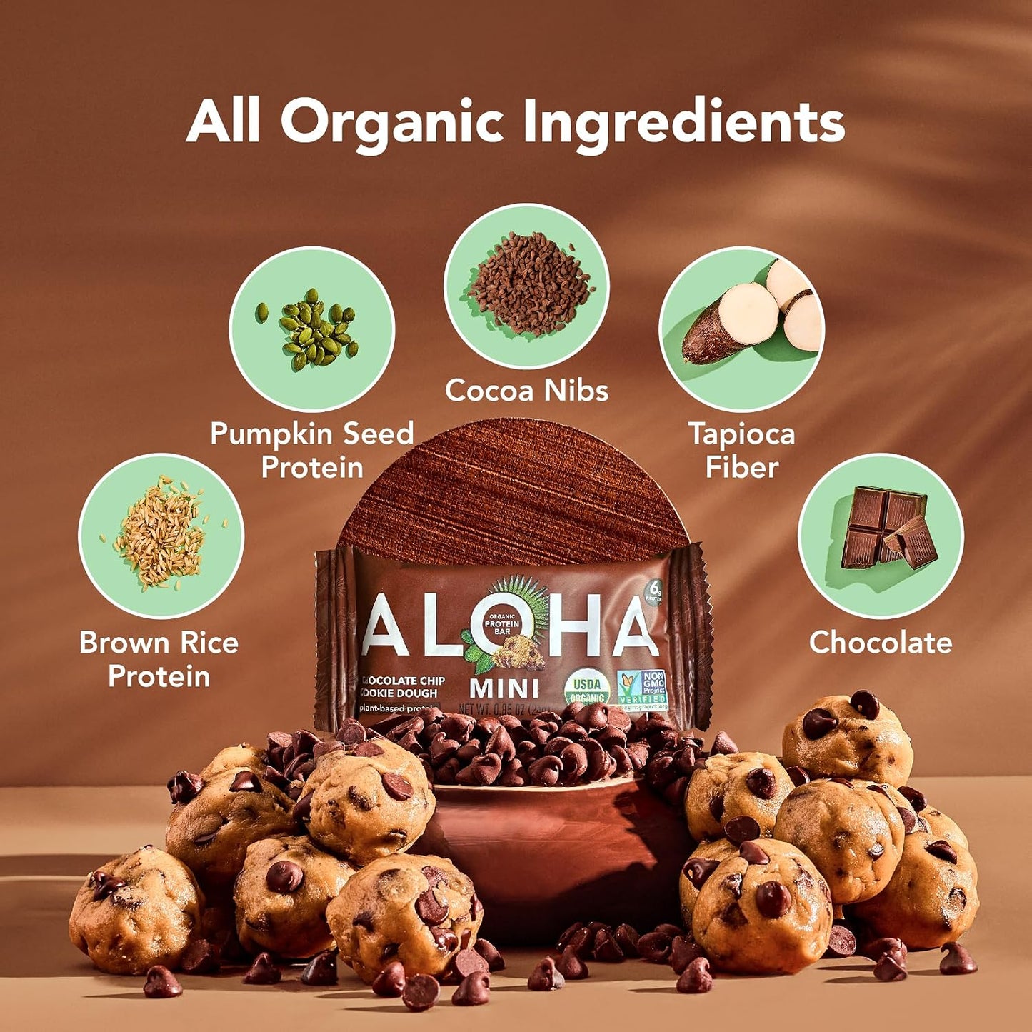 Organic Plant-Based Protein Bars, Chocolate Chip Cookie Dough, 20 Count, 24g Bars, Vegan, Low Sugar, Gluten Free, Paleo, Low Carb, Non-GMO, Stevia Free, Soy Free, No Sugar Alcohols