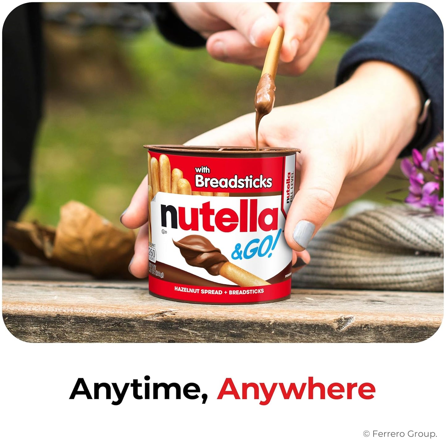 Nutella & GO! Chocolate Hazelnut Spread with Breadsticks, 4 Snack Packs, 1.8 oz Each