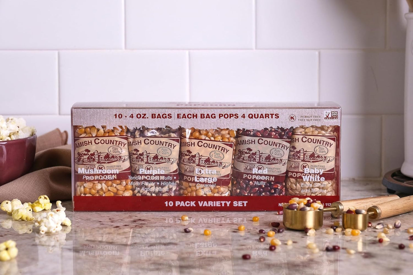 Amish Country Popcorn 4 Ounce Variety Kernel Gift Set 10 Pack Assorted