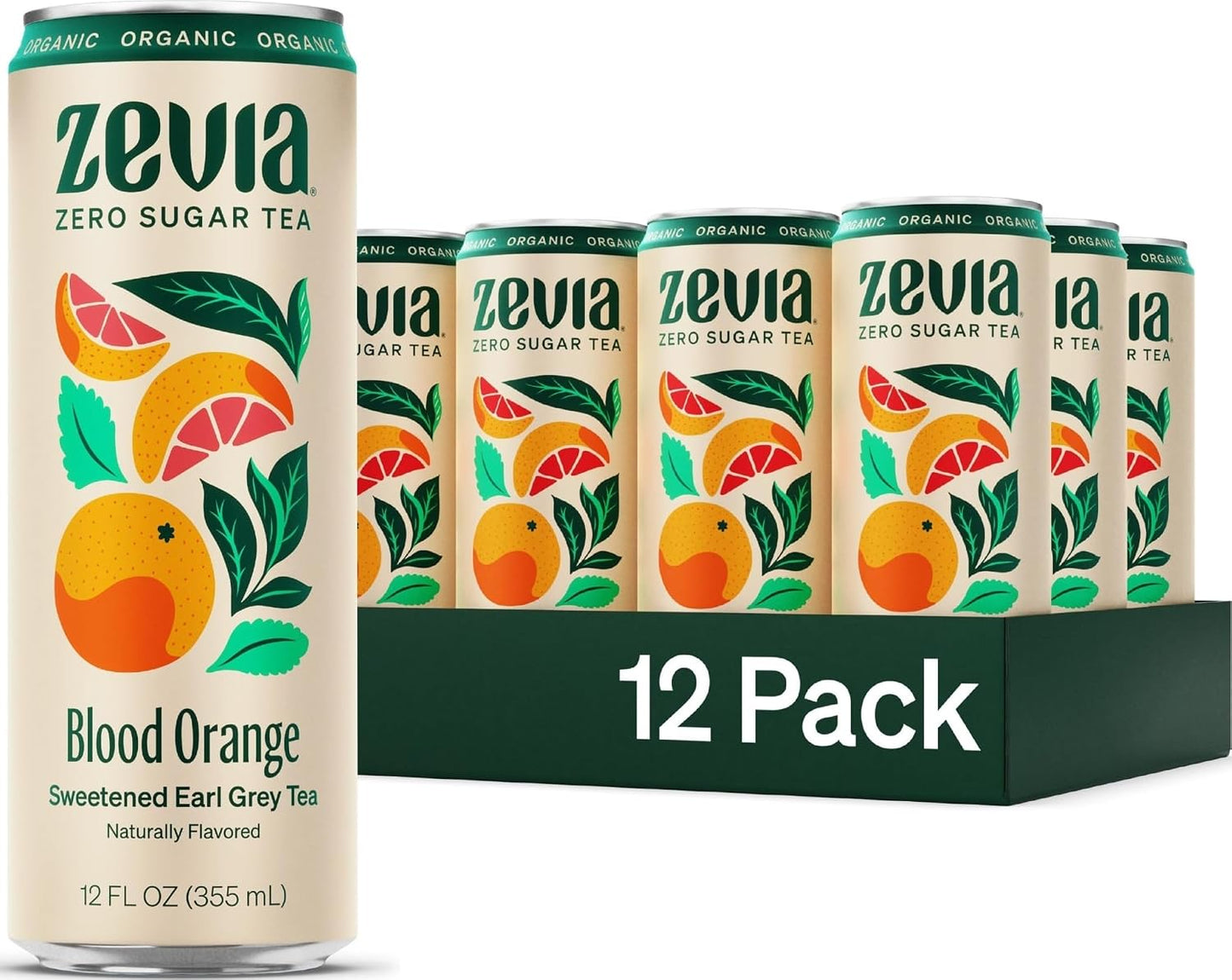 Zevia Zero Sugar Tea, Hibiscus Tea with Passionfruit, 12 oz Cans, 12-Pack, Naturally Sweetened, Zero Calorie, Non-GMO, Gluten-Free, Vegan