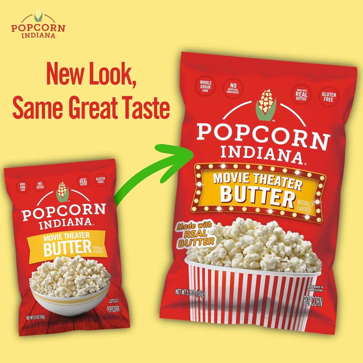 Popcorn Indiana Movie Theater Butter Popcorn 3 oz Bags 6 Pack Pre Popped Gluten Free Made with Real Butter