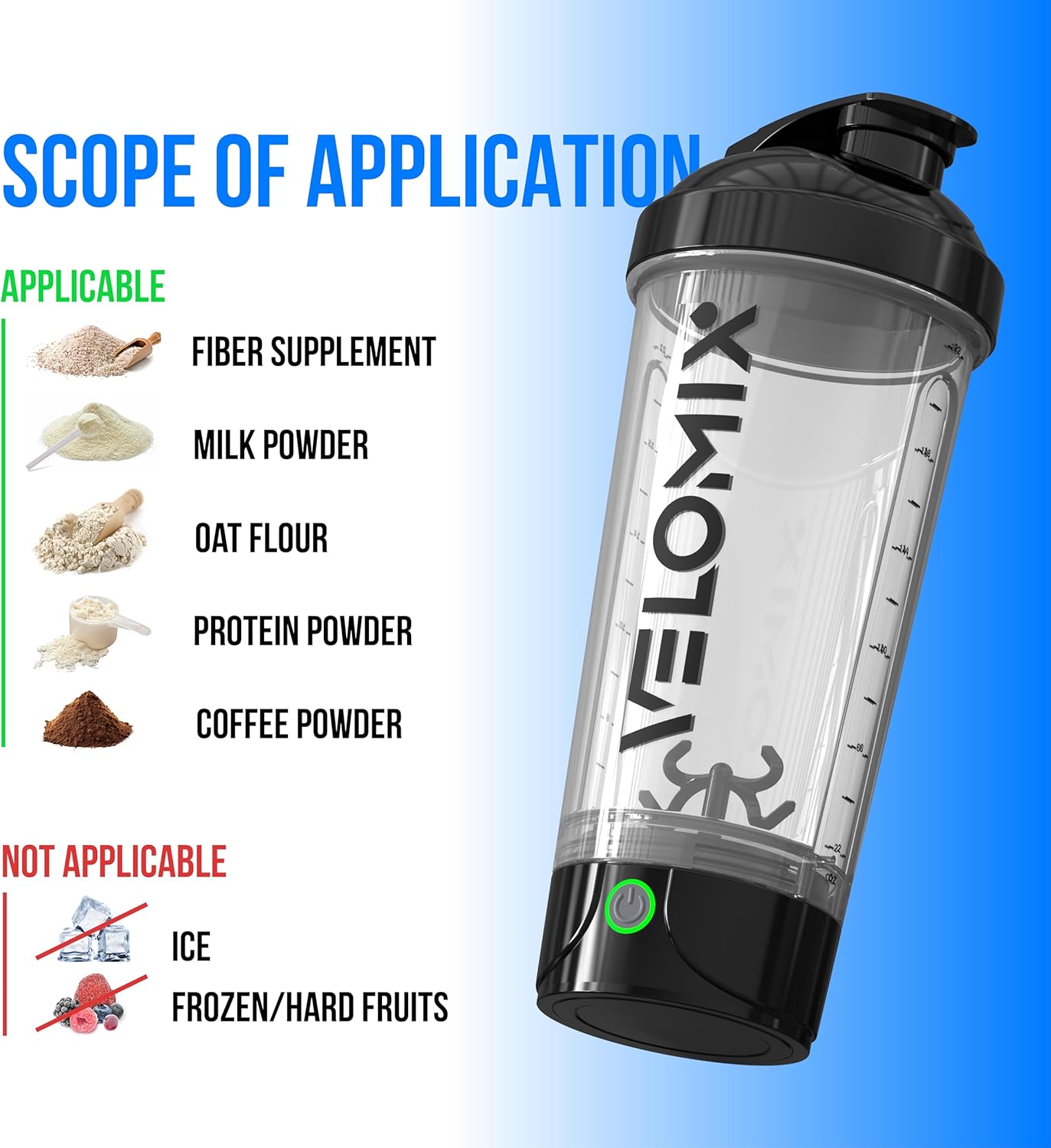 Velomix 24oz Electric Protein Shaker Bottle | USB-C Rechargeable