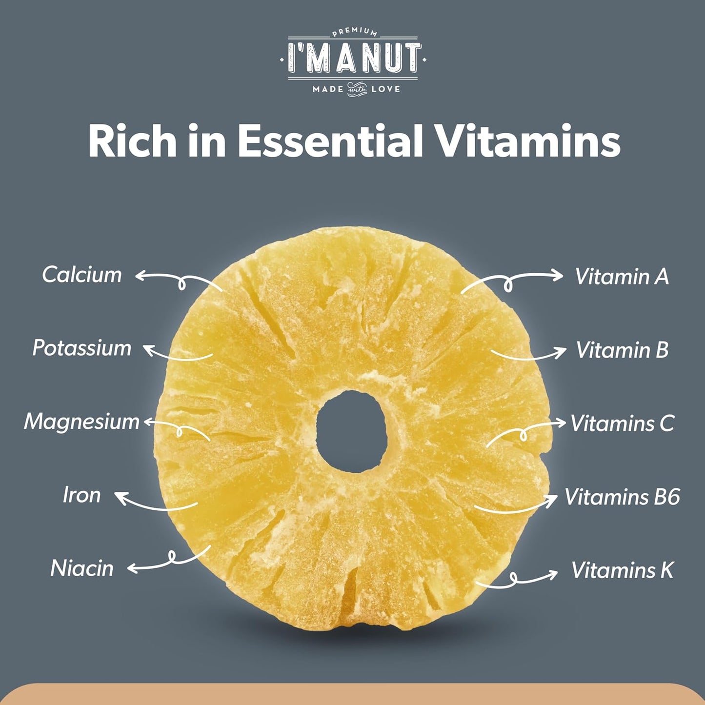 Premium Dried Pineapple Chunks 16oz, Non-GMO, Gluten & Peanut Free, Ethically Sourced
