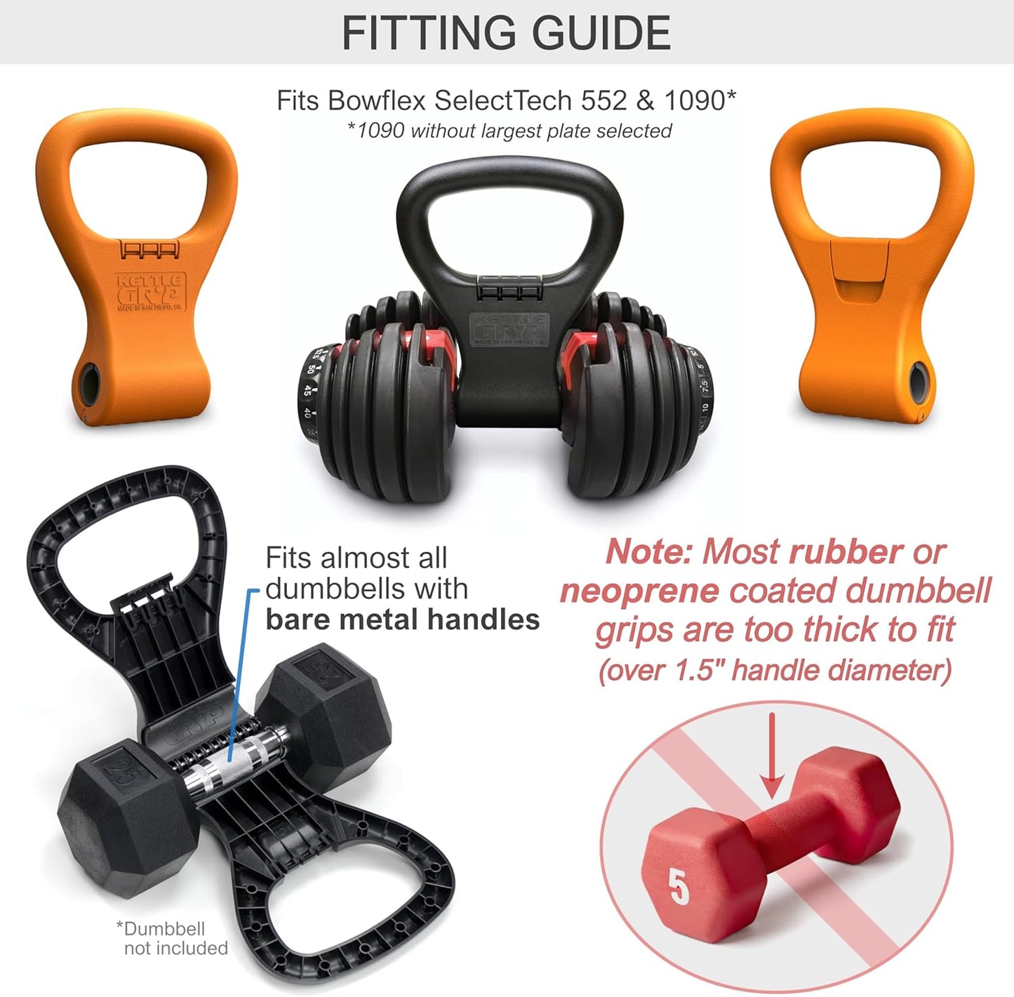 Kettle Gryp - Dumbbell to Kettlebell Converter - Made in USA