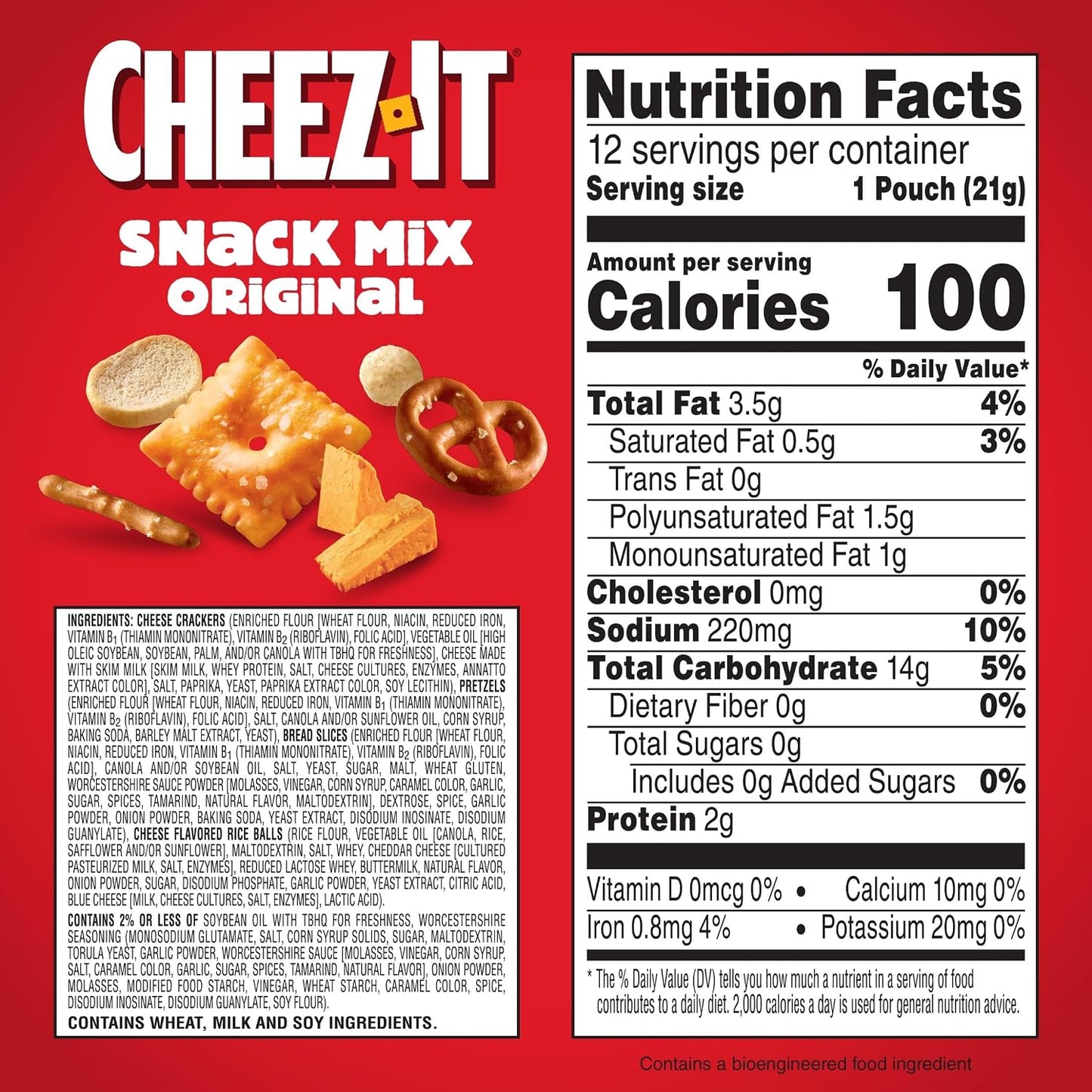 Cheez-It Snack Mix, 9oz Box, 12 Packs, Classic Flavor