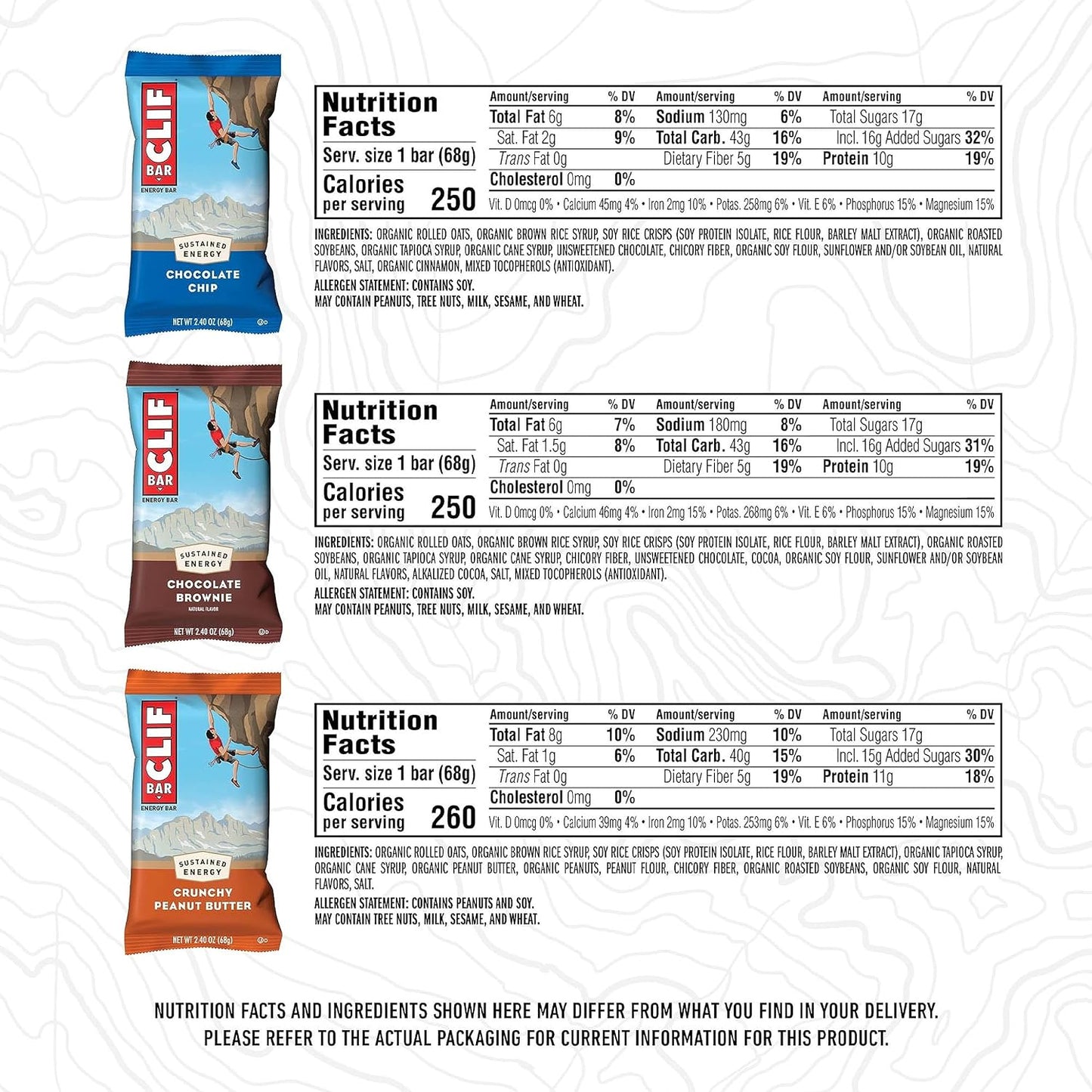 CLIF BAR Energy Protein Bars Variety Pack 3 Flavors Made with Organic Oats