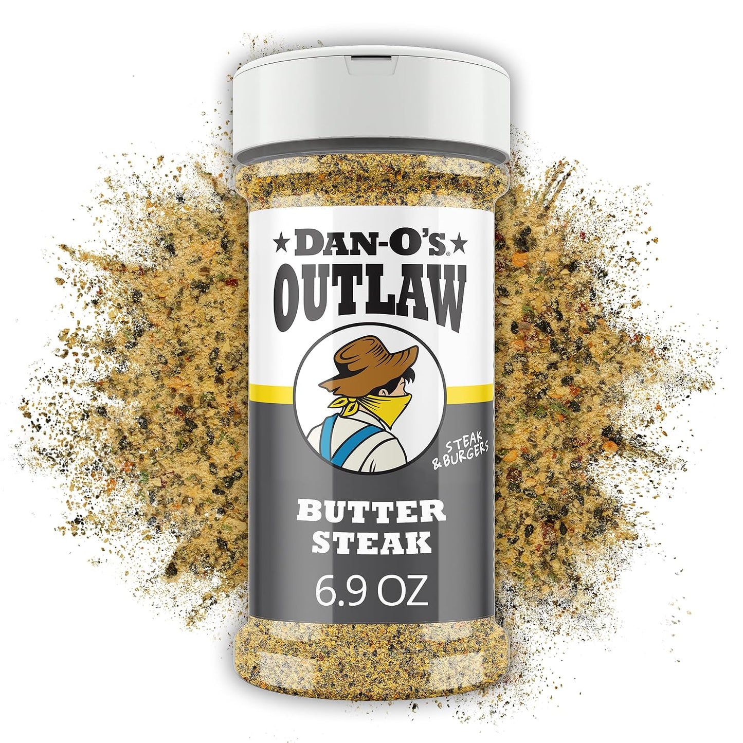 Dan-O's Outlaw Butter Dust Seasoning 6.9 oz - Sugar Free Zero Calorie Dry Spice Blend for Chicken Vegetables Popcorn