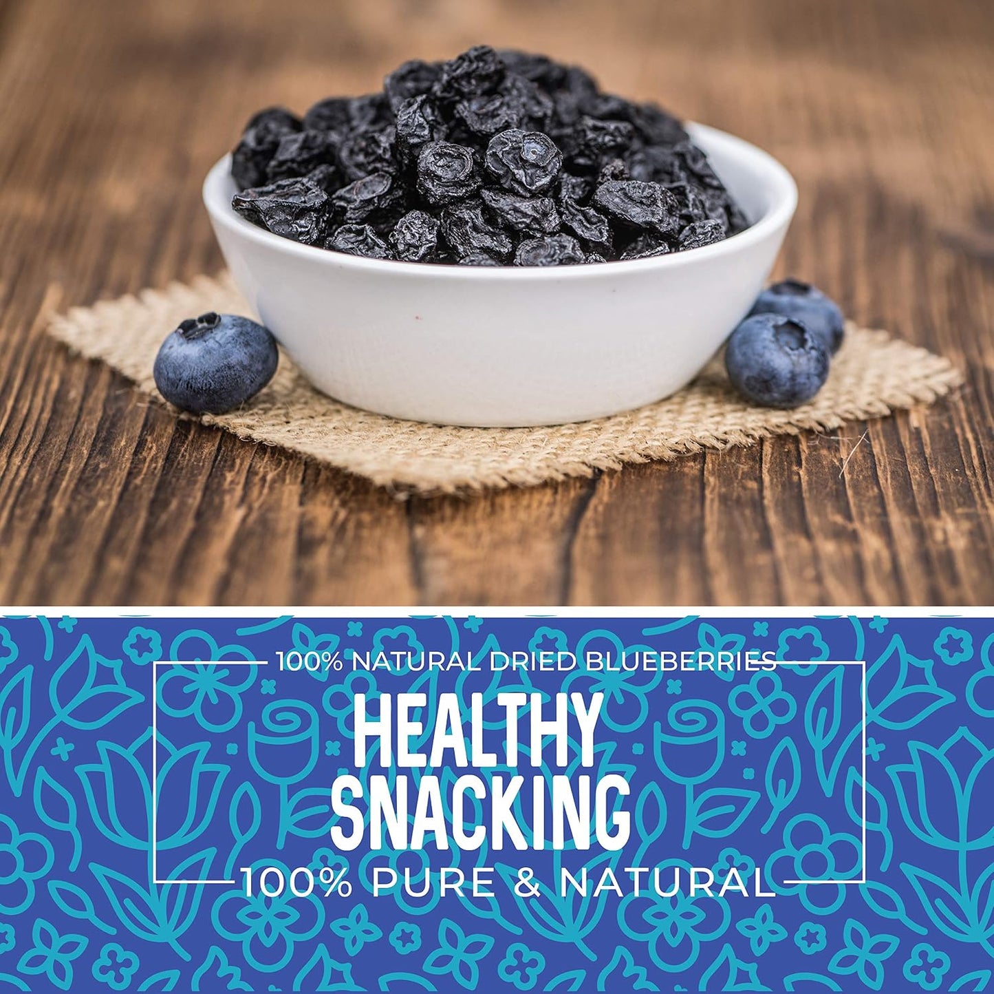 Bulk Dried Blueberries, No Sugar Added, 1 Pound, 16 oz, All Natural, Non-GMO