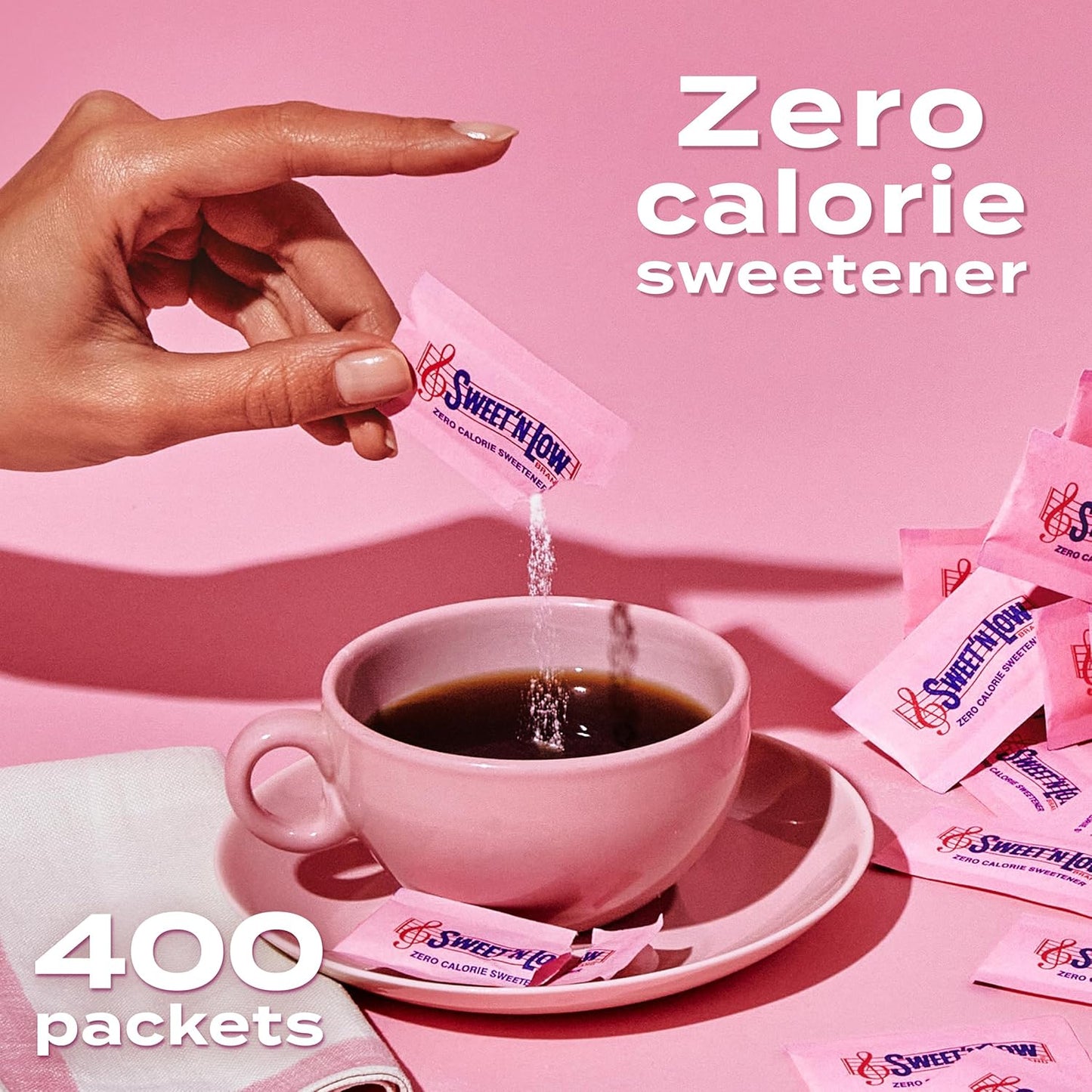Sweet'N Low Zero Calorie Sweetener Packets, 400 Ct, Kosher & Gluten Free, Low Glycemic Index
