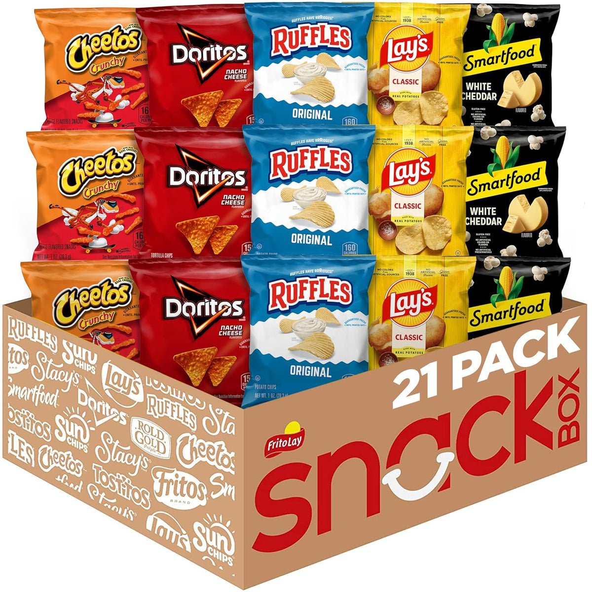 Frito-Lay Classic Mix Variety Pack, Single Serve Snack Bags, Pack of 21