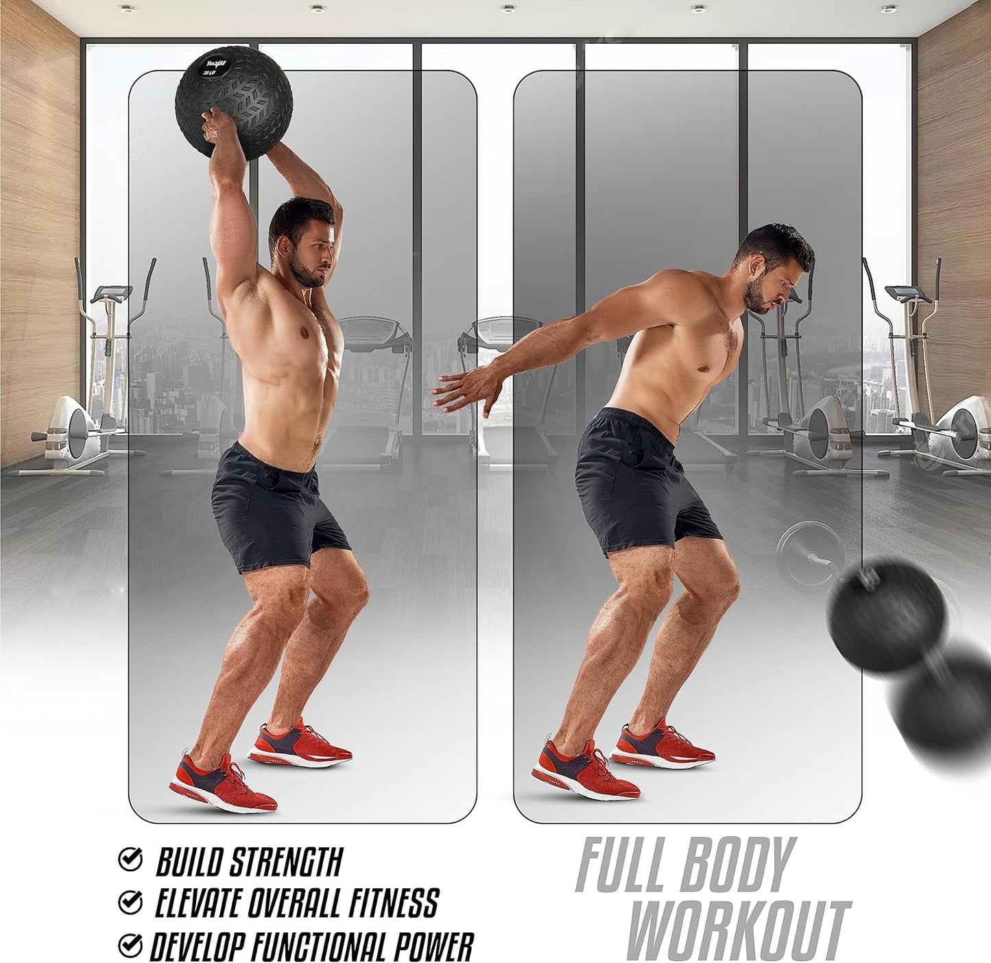 Yes4All Weighted Slam Balls - Durable PVC Sand-Filled Workout Balls 10-40 lbs