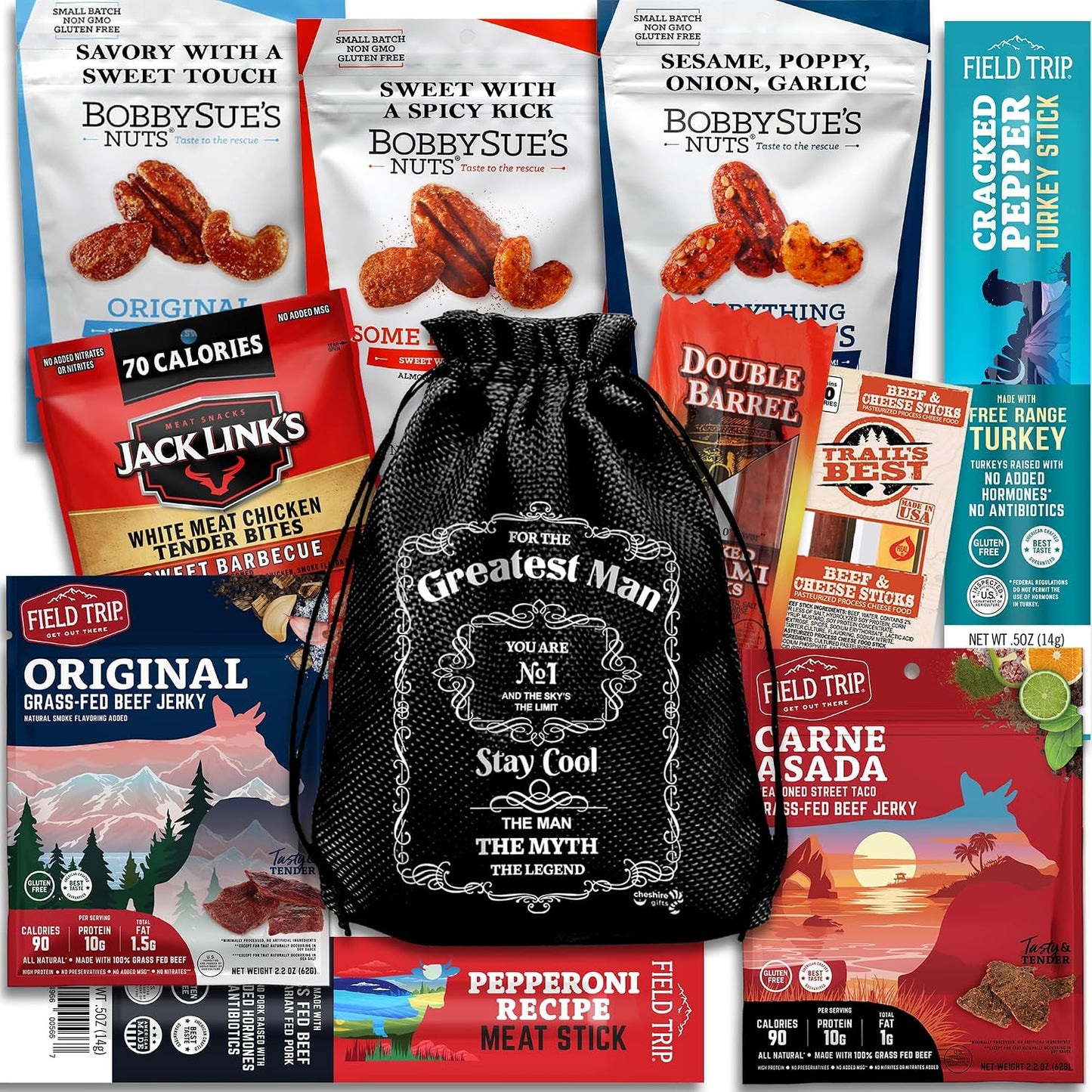 Beef Jerky Gift Baskets for Men with Meat and Cheese Variety Pack