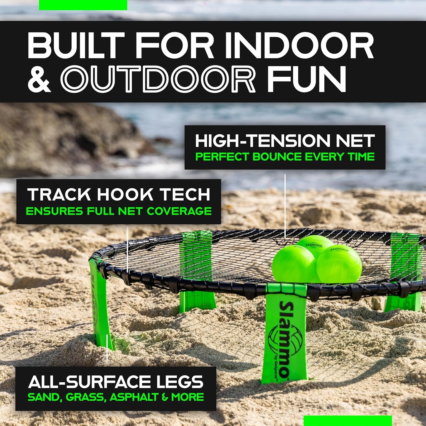 GoSports Slammo Game Set (Includes 3 Balls, Carrying Case and Rules) - Outdoor Lawn, Beach & Tailgating Roundnet Game