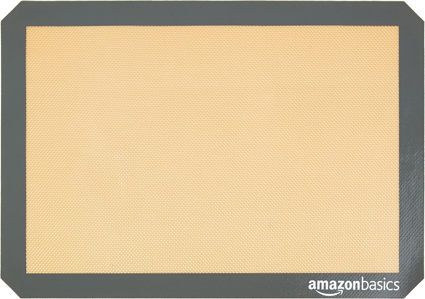 Amazon Basics Silicone Rectangular Baking Mat, Non-Stick, Reusable, Dishwasher Safe, Food Safe, Heat Resistant, 16.5" x 11.6", Beige/Gray, 2-Pack
