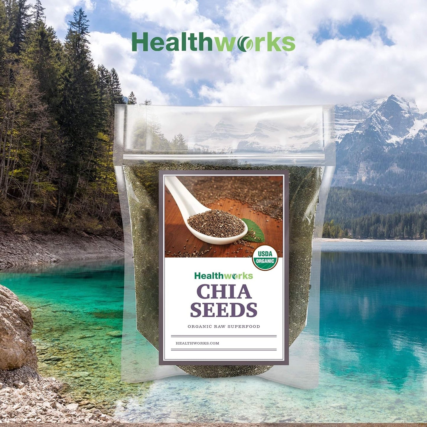 Healthworks Superfoods Raw Chia Seeds - 32 Oz / 2 Lbs - Premium & All-Natural - Contains Omega 3, Fiber & Protein - Great with Shakes, Smoothies & Oatmeal