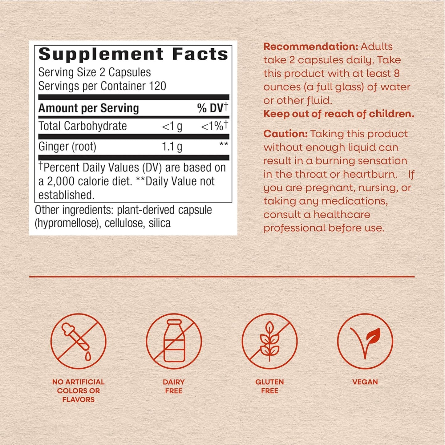 Nature's Way Ginger Root Capsules, 1100 mg, Vegan, Non-GMO, 240 Count