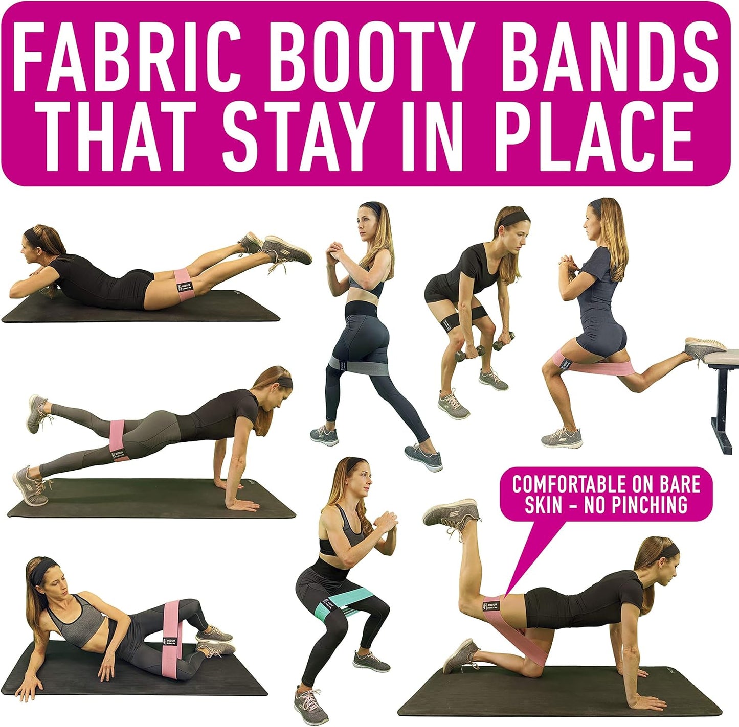 Resistance Bands for Working Out with 4 Booty Bands Set