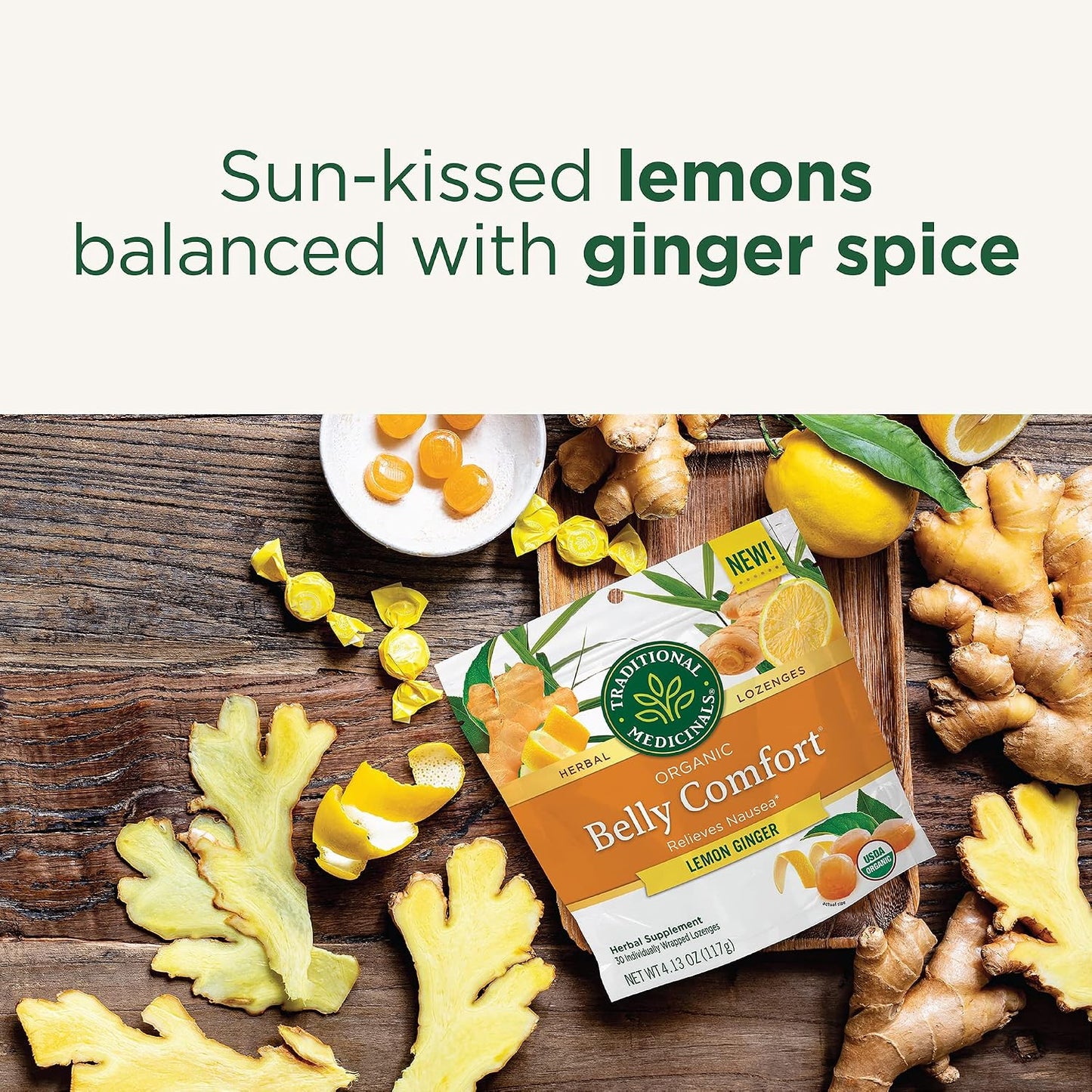 Traditional Medicinals Organic Belly Comfort Lozenges Lemon Ginger