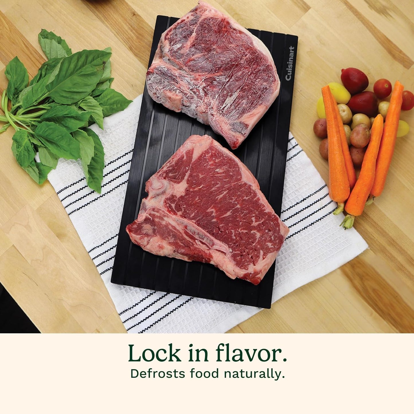 Cuisinart Defrosting Tray for Frozen Meat, Advanced Conductive Aluminum | CDT-010P, meat defroster plate rapidly thaws meat and preserves flavors with a non-stick, easy-to-clean surface