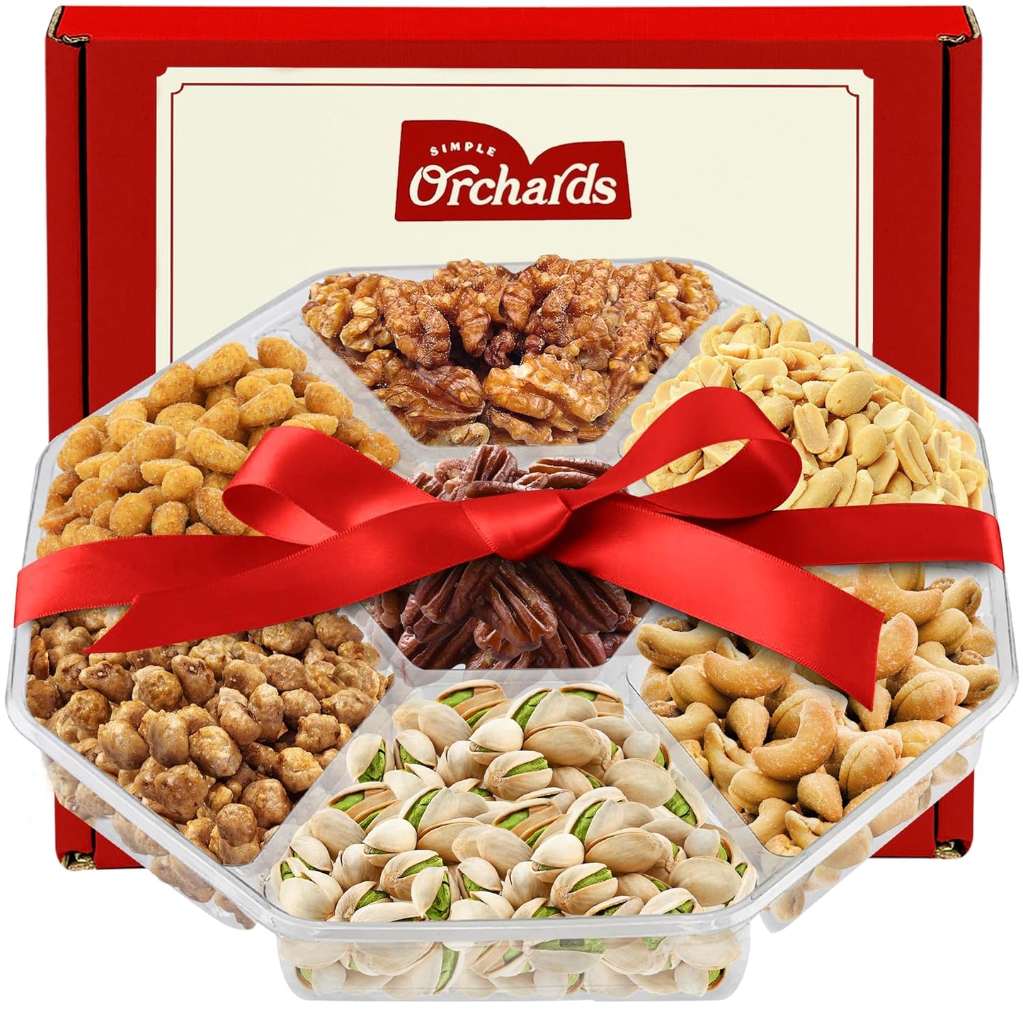 7 Sectional Platter Gift Basket with Freshly Roasted Nuts