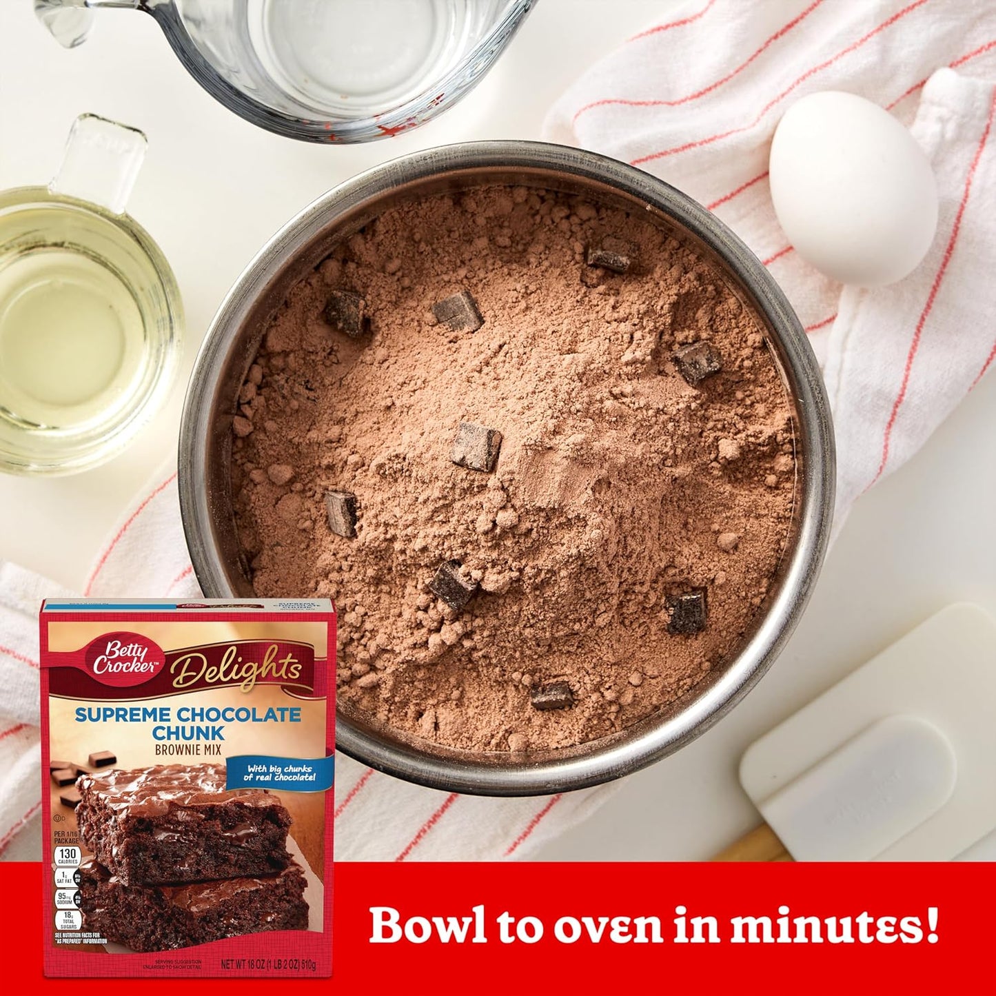 Betty Crocker Supreme Chocolate Chunk Brownie Mix, 18 oz - Fudgier, Decadent Baking
