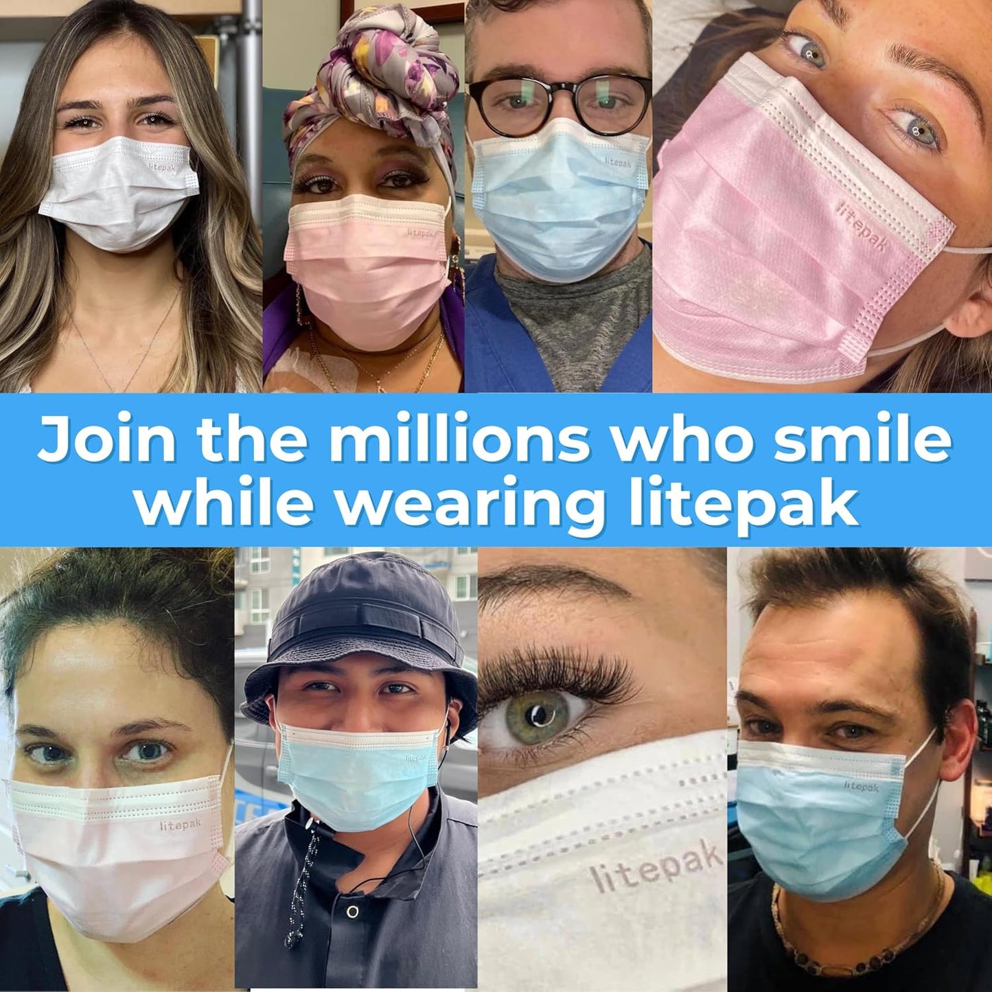 Litepak 2,000 Disposable Face Masks - Breathable Blue Face Masks