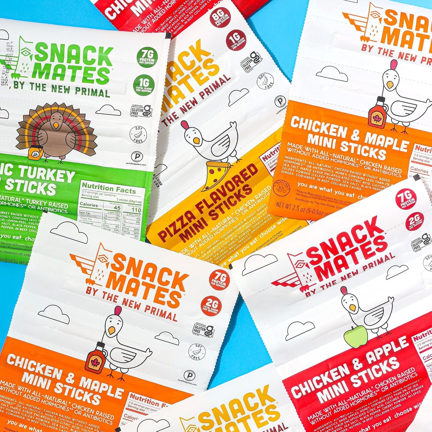 New Primal Snack Mates Chicken & Maple Sticks, Gluten Free, Low Sugar, High Protein Snacks for Kids