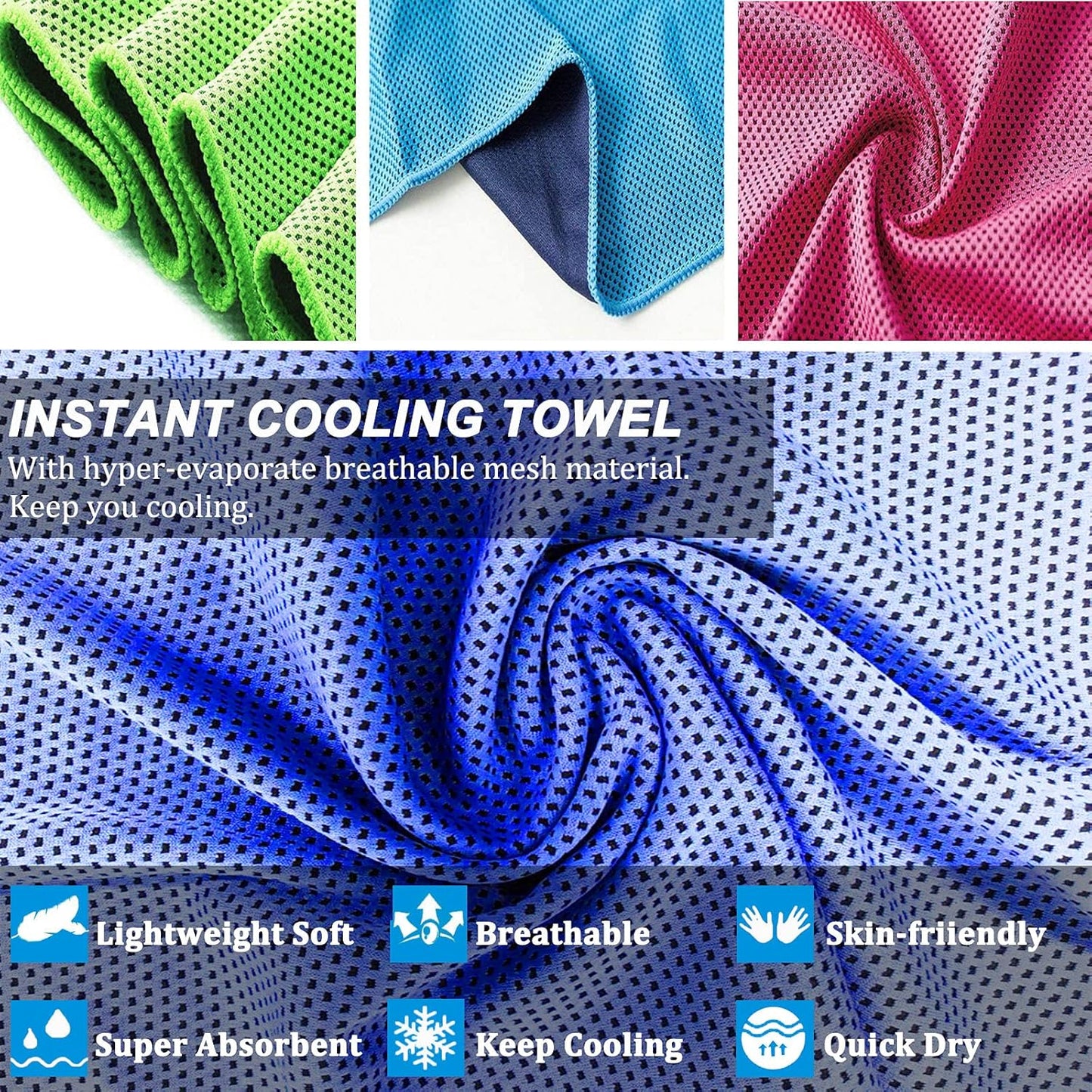 YQXCC Cooling Towels | 4 Pack 47"x12" | Instant Chilling for Workout, Sports & More