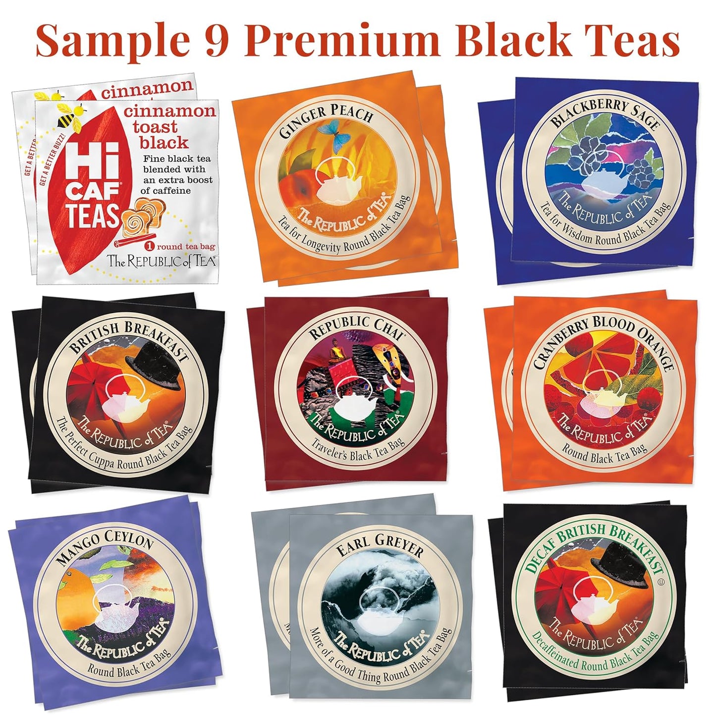 The Republic of Tea Premium Assortment of Teas and Herbs 40 Individually Wrapped Tea Bags