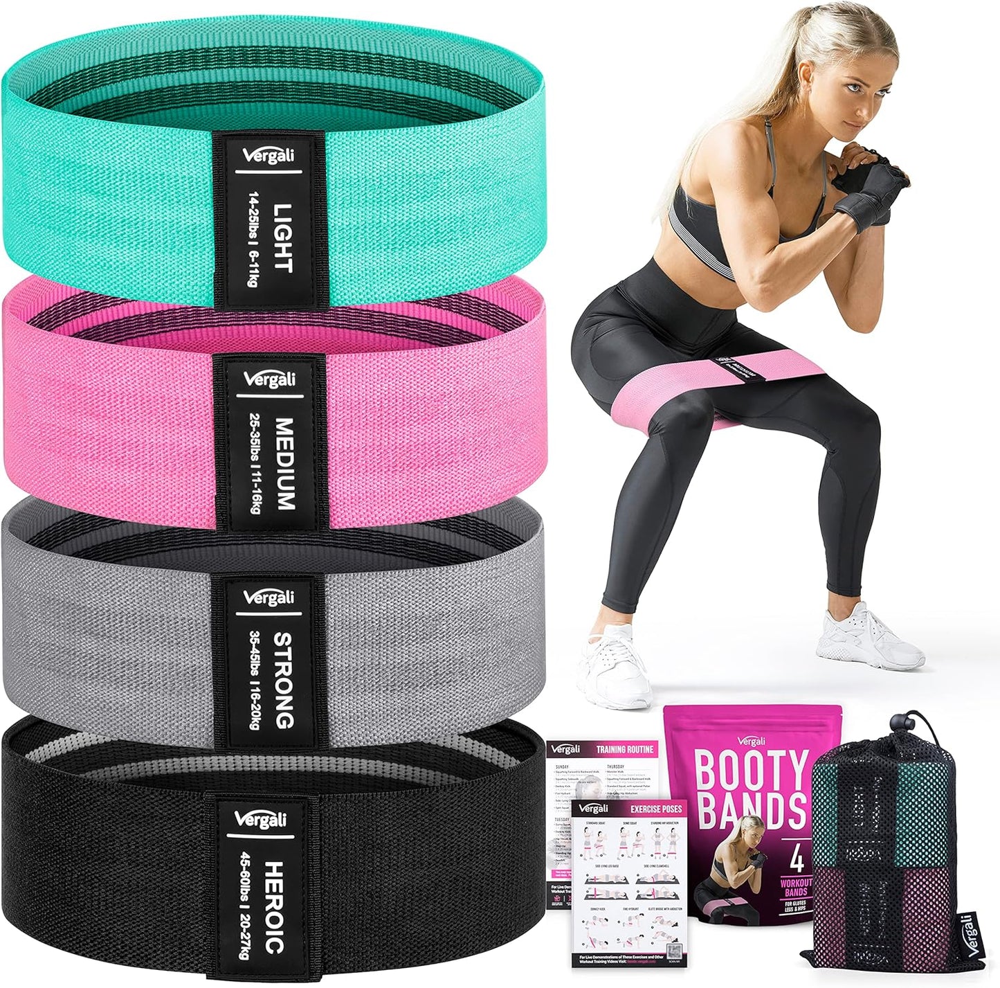 Resistance Bands for Working Out with 4 Booty Bands Set