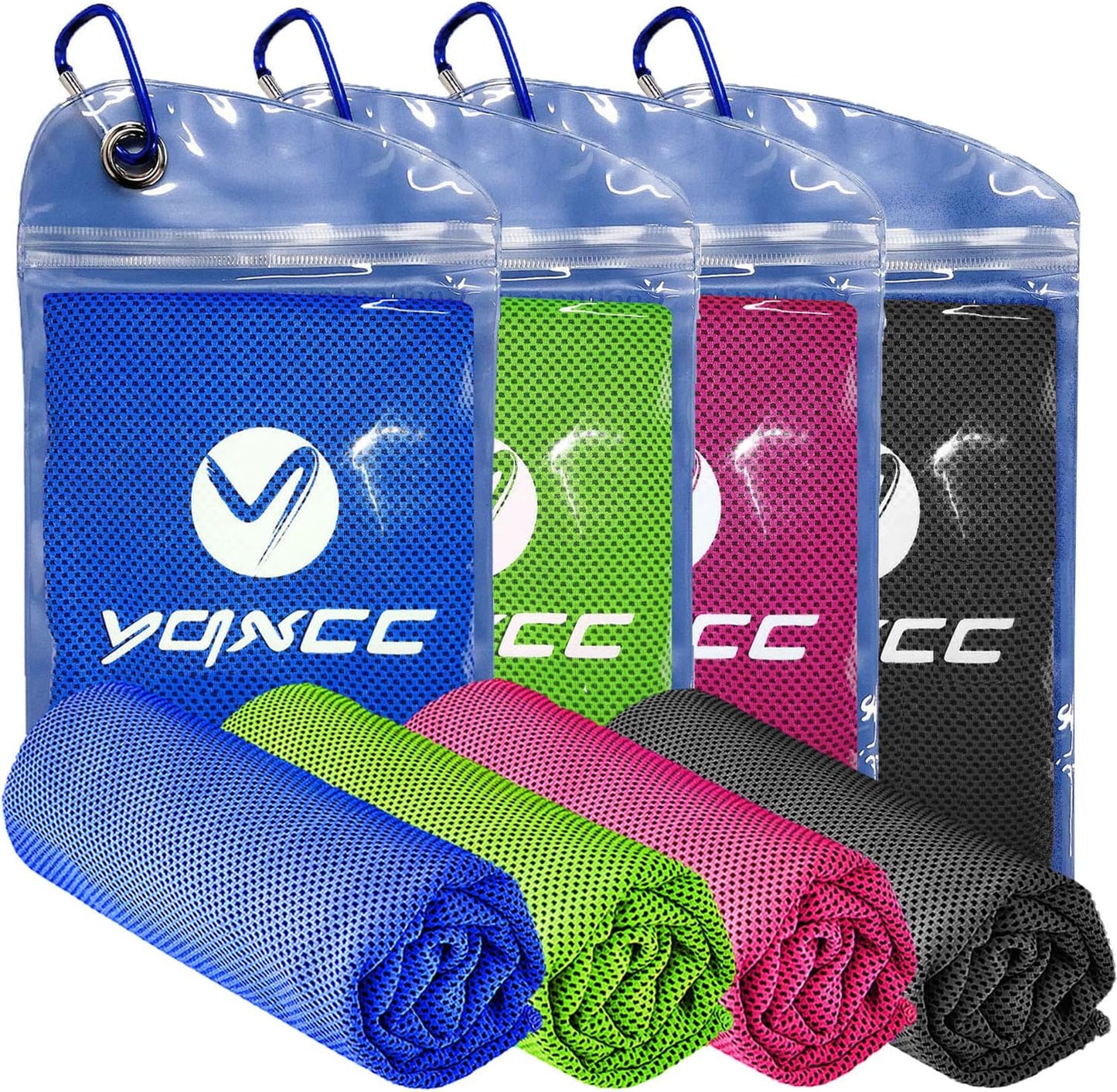 YQXCC Cooling Towels | 4 Pack 47"x12" | Instant Chilling for Workout, Sports & More