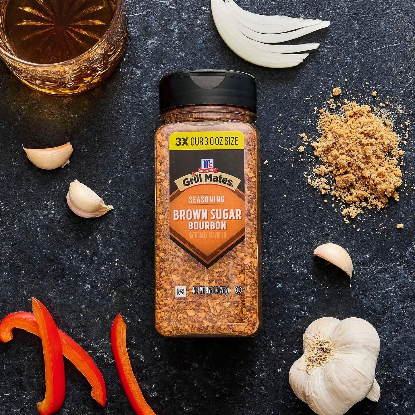 McCormick Grill Mates Brown Sugar Bourbon Seasoning, 9.75oz, sweet and spicy blend for pork, seafood and steak