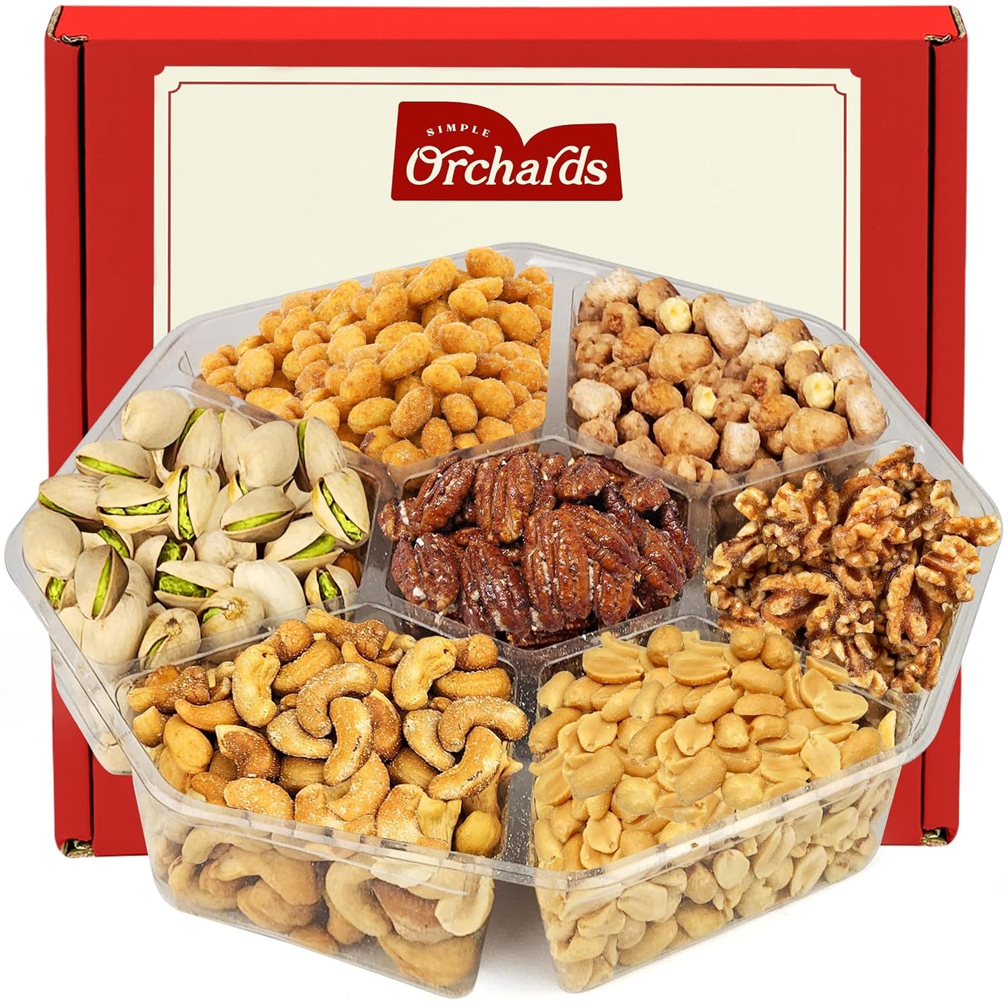 7 Sectional Platter Gift Basket with Freshly Roasted Nuts
