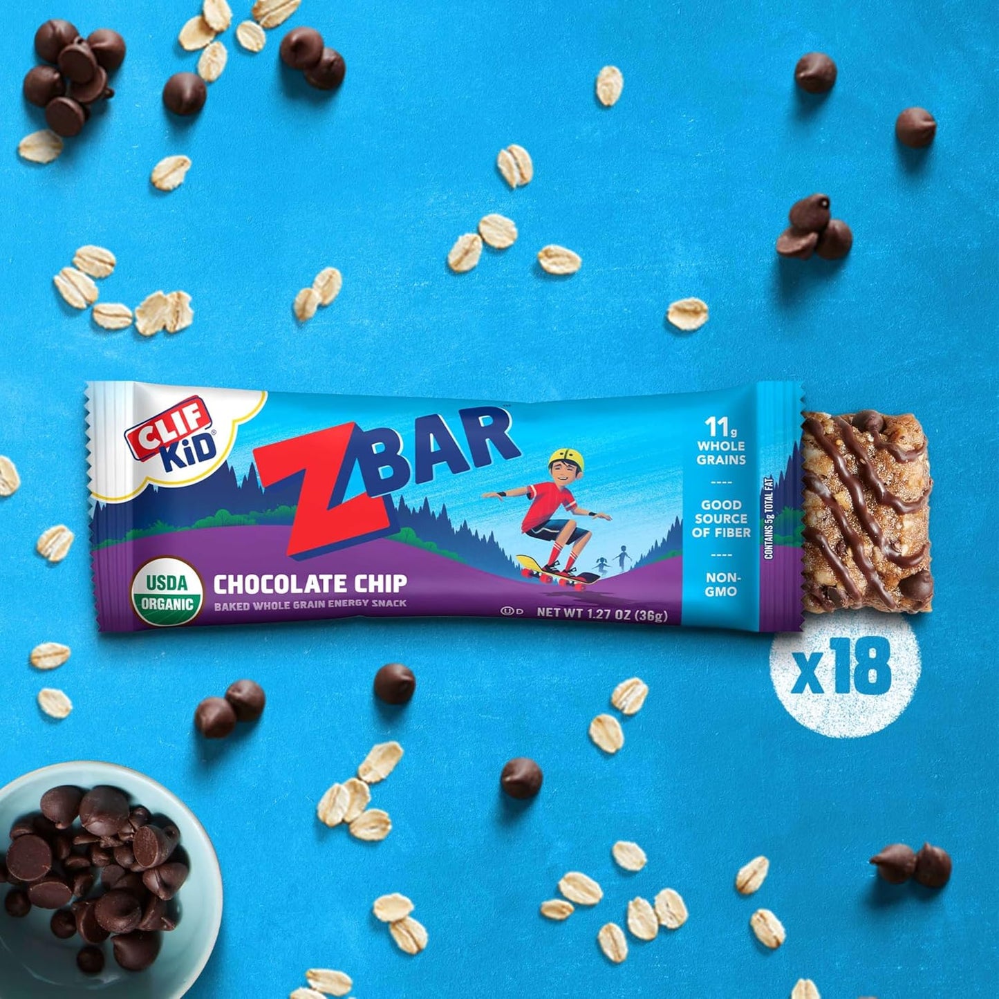 Soft-baked energy snack bars with 12g whole grains and USDA organic granola