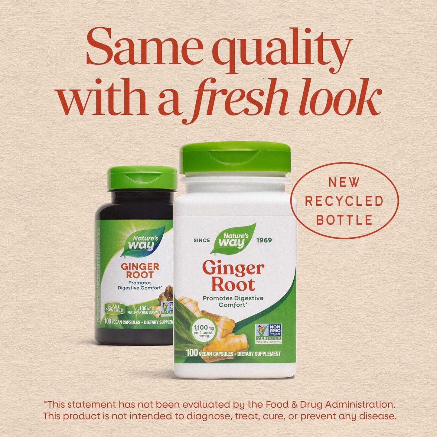 Nature's Way Ginger Root Capsules, 1100 mg, Vegan, Non-GMO, 240 Count