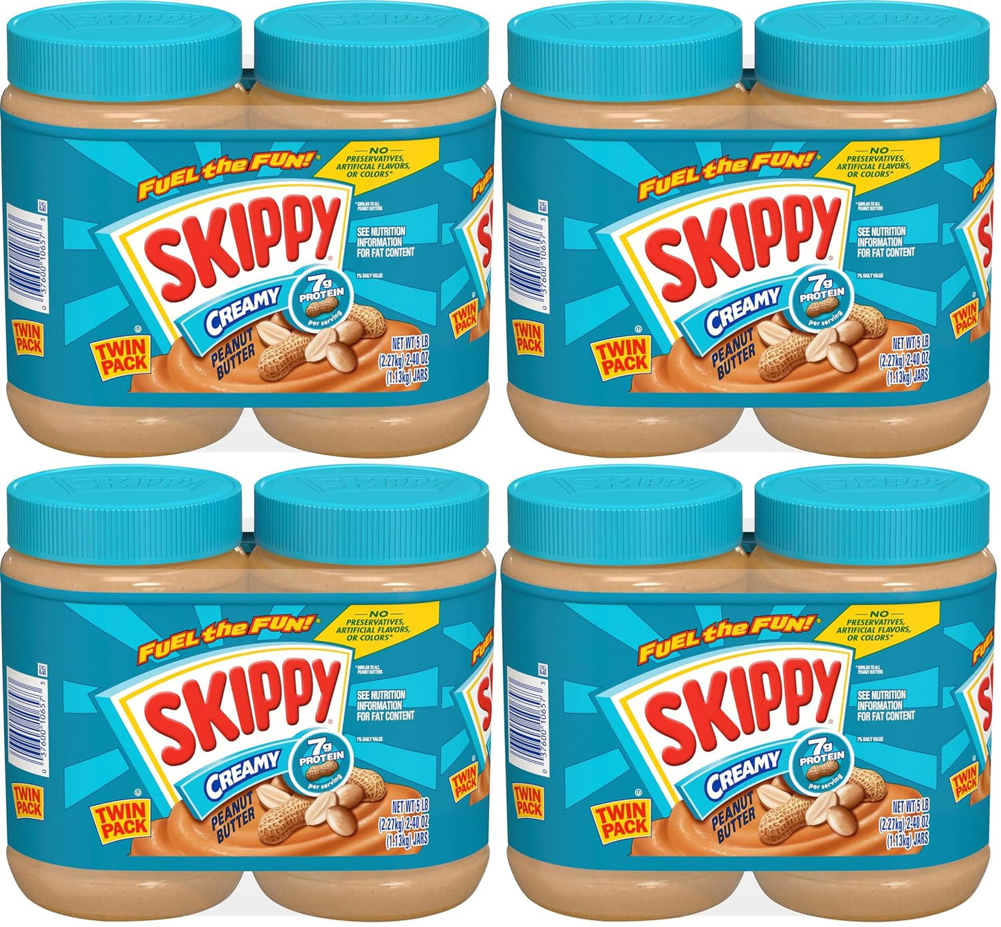 SKIPPY Creamy Peanut Butter Spread, 2 Pack, 40 oz Jars, Shelf-Stable, Kosher, Gluten-Free, Tree Nut-Free