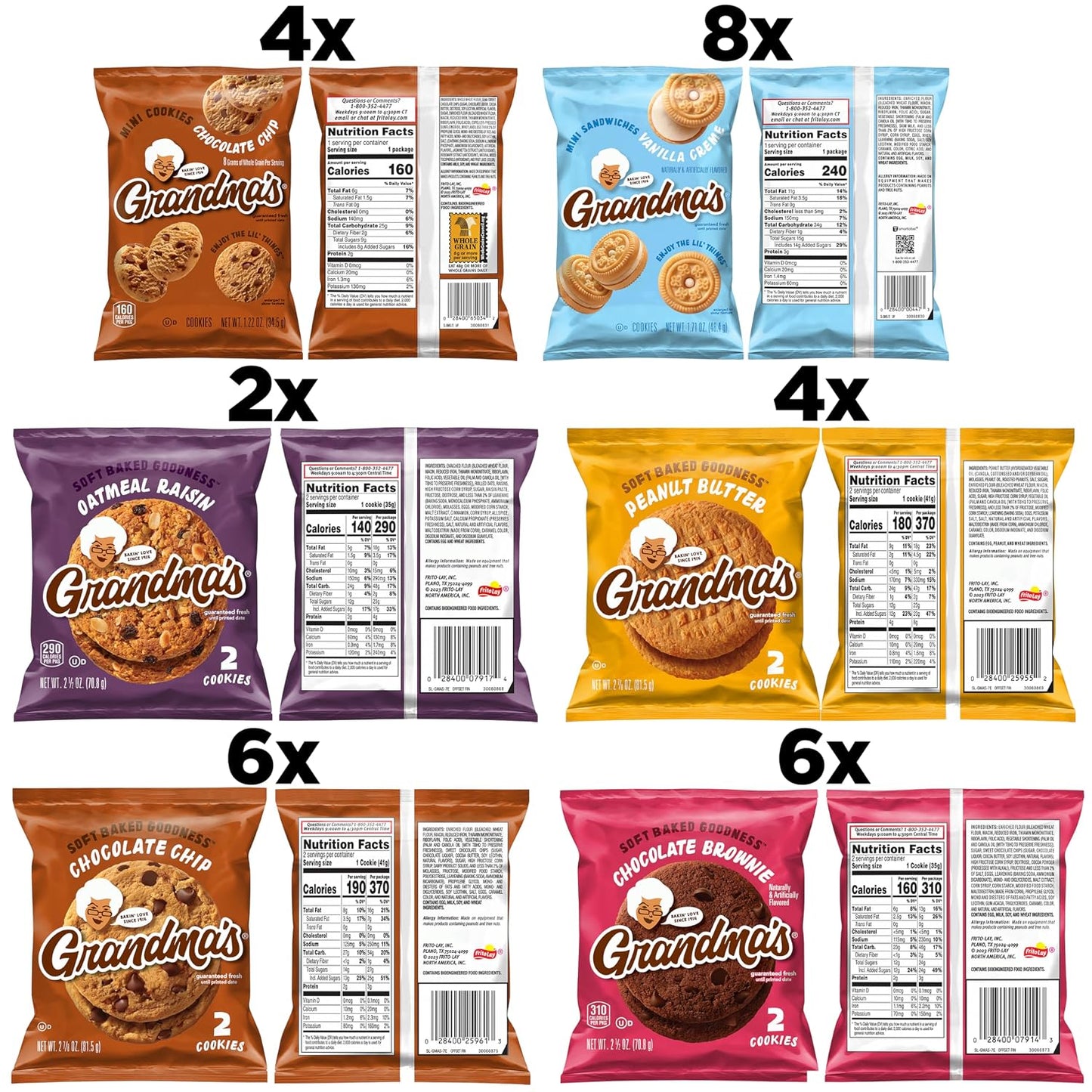 Variety Pack of Grandma's Cookies, 30 Count, Perfect for Snacking