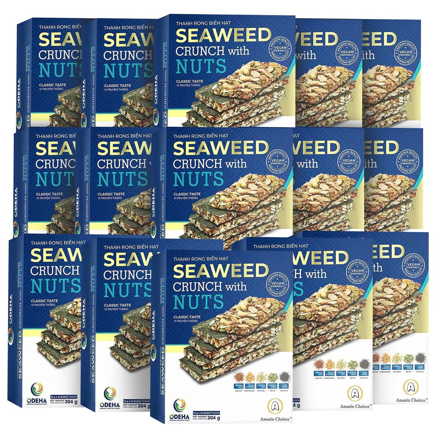 Vegan seaweed snack bars with nuts and seeds, baked without oils, crispy and flavorful