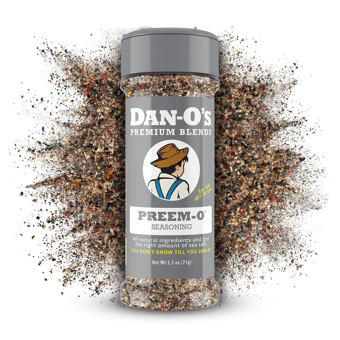 Dan-O's Preem-O Seasoning, 2.5 oz, Sugar-Free, Zero-Calorie, Steak and Meat Seasoning